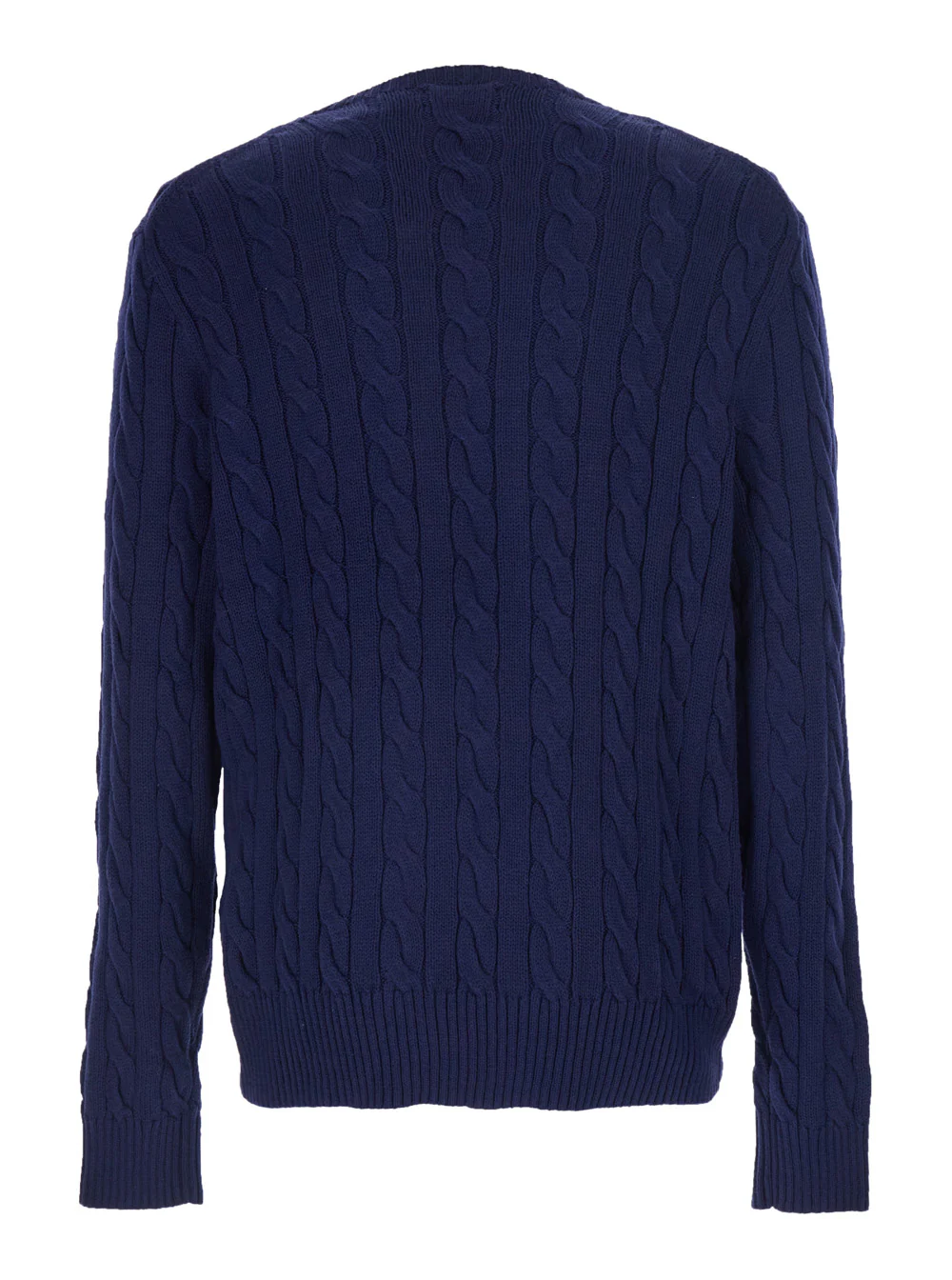 Polo Ralph Lauren Suéter Azul com Gola Redonda e Tricô Entrelaçado com Bordado de Pônei na Frente em Jersey de Algodão Man Blu Polo Ralph Lauren Suéter Azul com Gola Redonda e Tricô Entrelaçado com Bordado de Pônei na Frente em Jersey de Algodão Man Blu