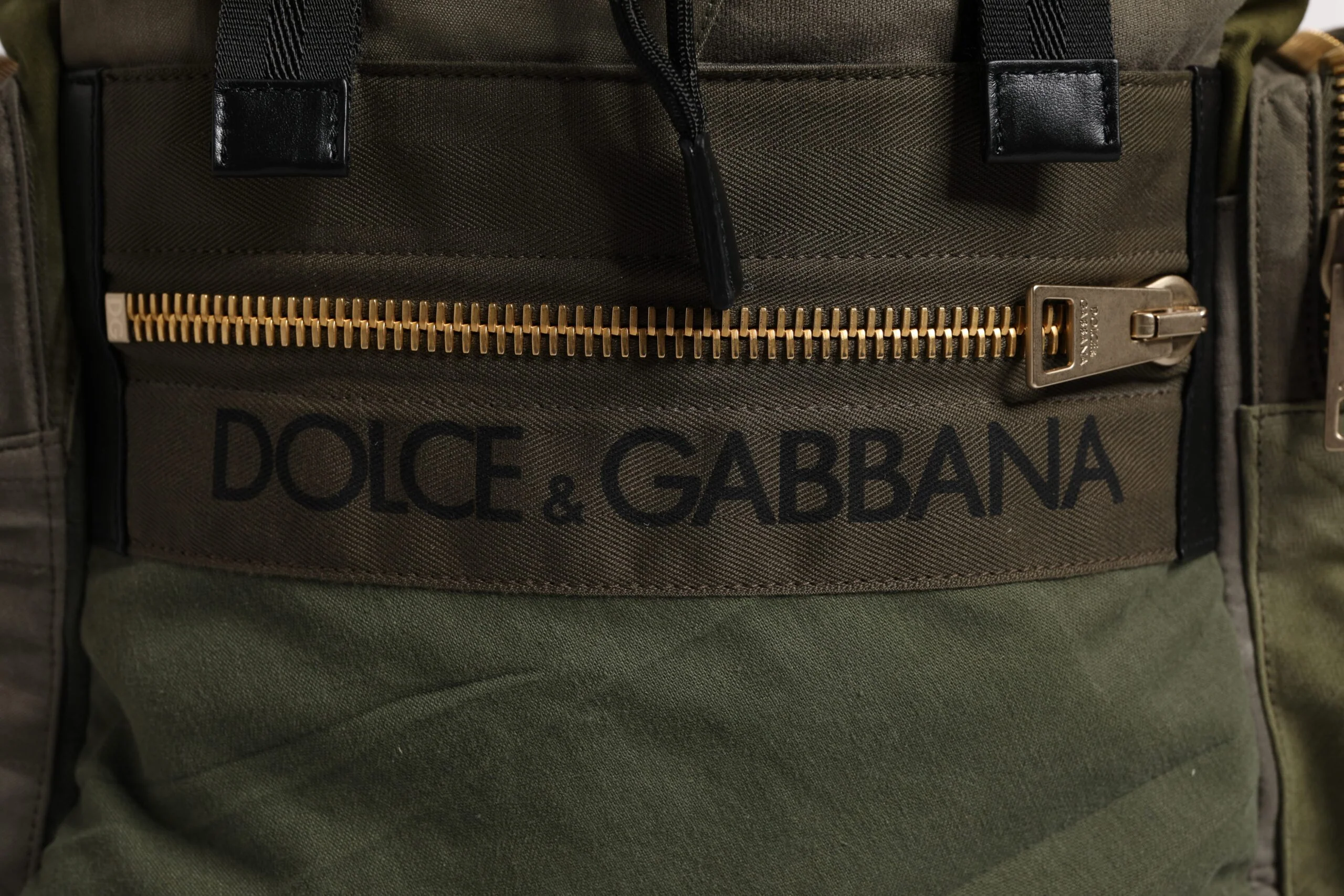 Dolce & Gabbana Mochila de Viagem em Patchwork Verde Militar, Algodão, Couro de Novilho e Nylon