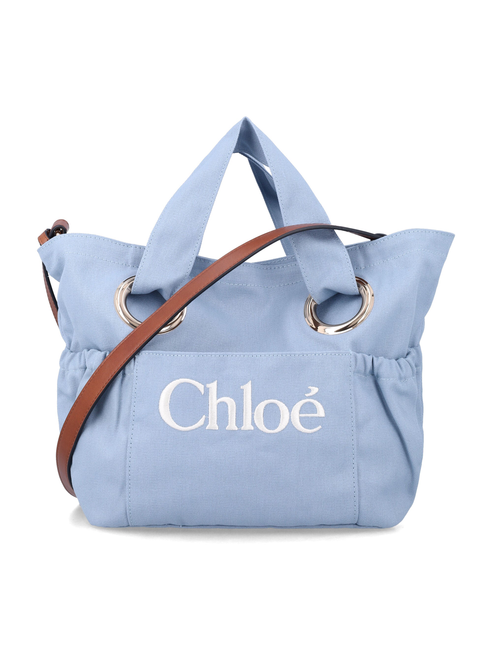 Bolsa de pano de algodão orgânico Chloé kids com acabamento azul