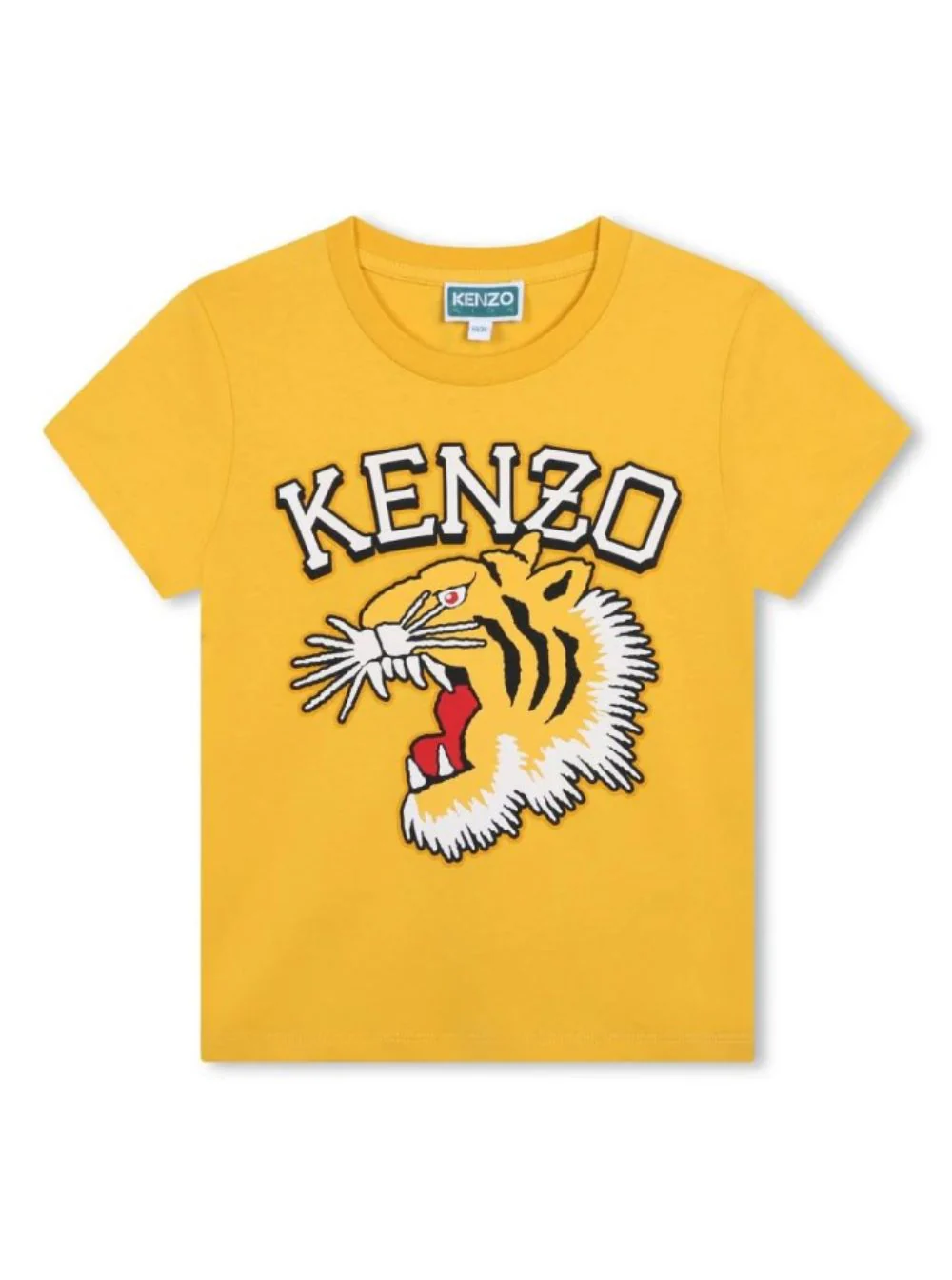 Camiseta Infantil Kenzo Amarela com Estampa de Logotipo Maxi na Frente e Letras nas Costas, Camisetas de Menina, Camisetas Polo