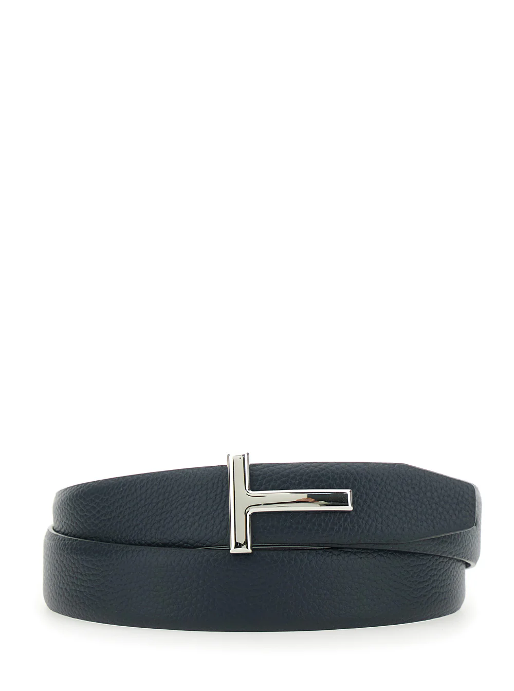 Cinto Reversível Tom Ford com Fivela em T e Efeito de Couro com Estampa de Crocodilo Azul para Homens Azul Calf