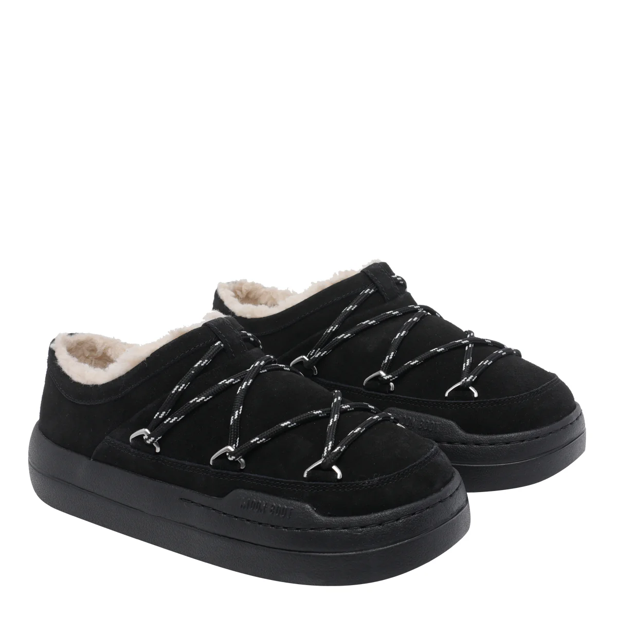 Chinelas Moon Boot Preto Couro de Camurça/Sola de Borracha