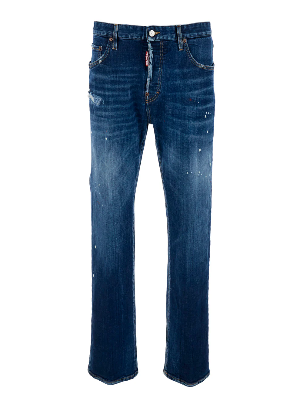 Calças Dsquared2 643 com Detalhes em Todo o Modelo e Patch com Logotipo na Parte de Trás em Jeans Azul para Homens Azul Algodão