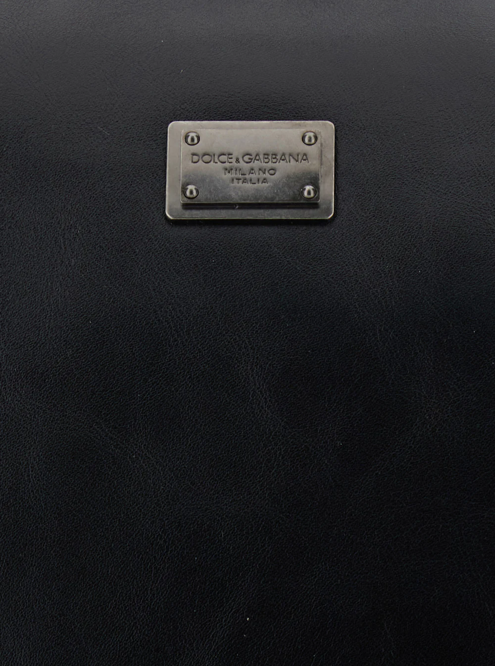 Bolsa de Ombro Preta Dolce & Gabbana Vittoria com Placa de Logotipo na Frente e Duas Alças de Couro para Homens Calf Pvc
