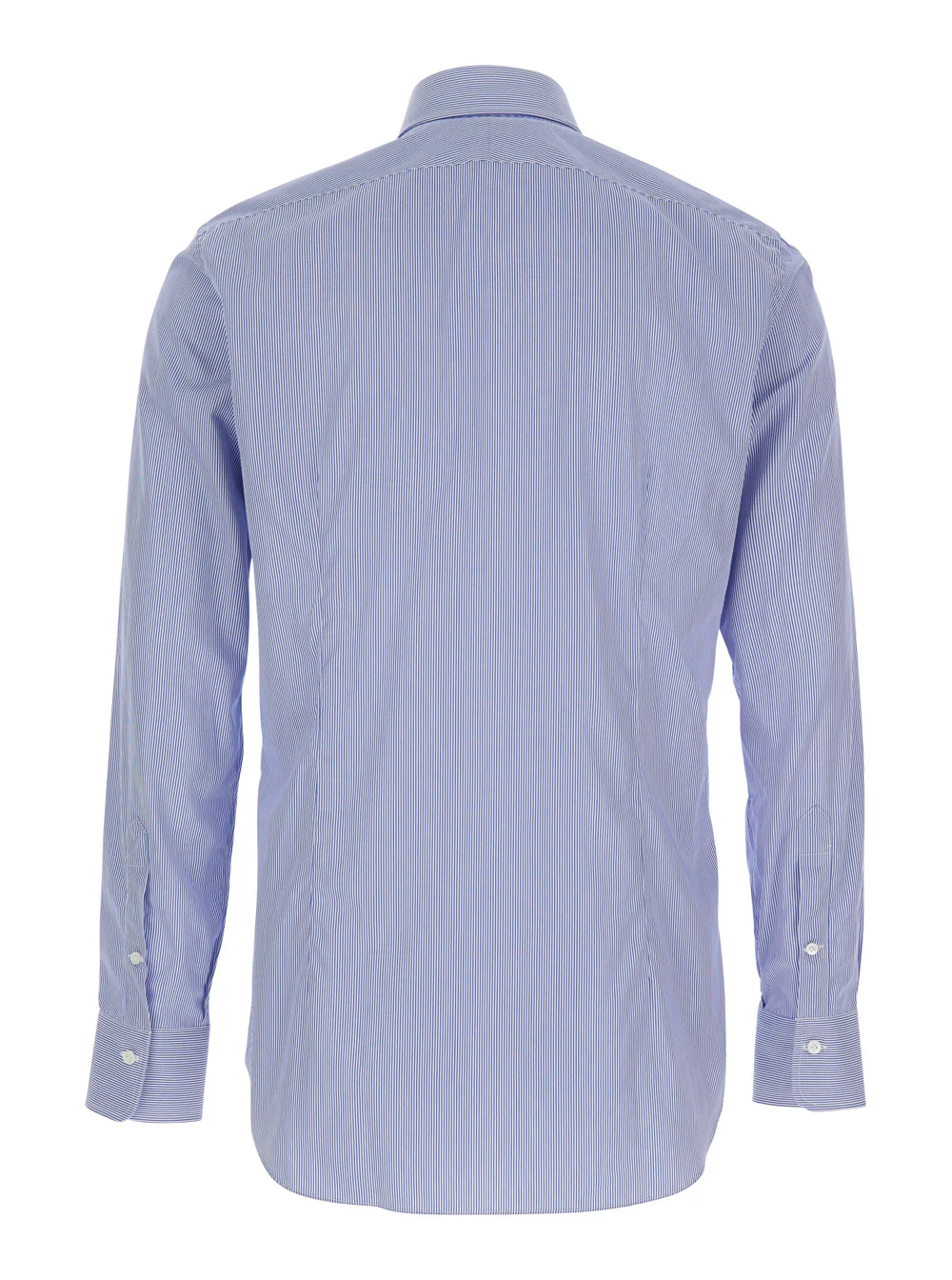 Camisa Azul Gherardi com Gola Clássica e Motivo Listrado em Todo o Tecido em Blusas de Algodão Leve Camisa Azul Gherardi com Gola Clássica e Motivo Listrado em Todo o Tecido em Blusas de Algodão Leve