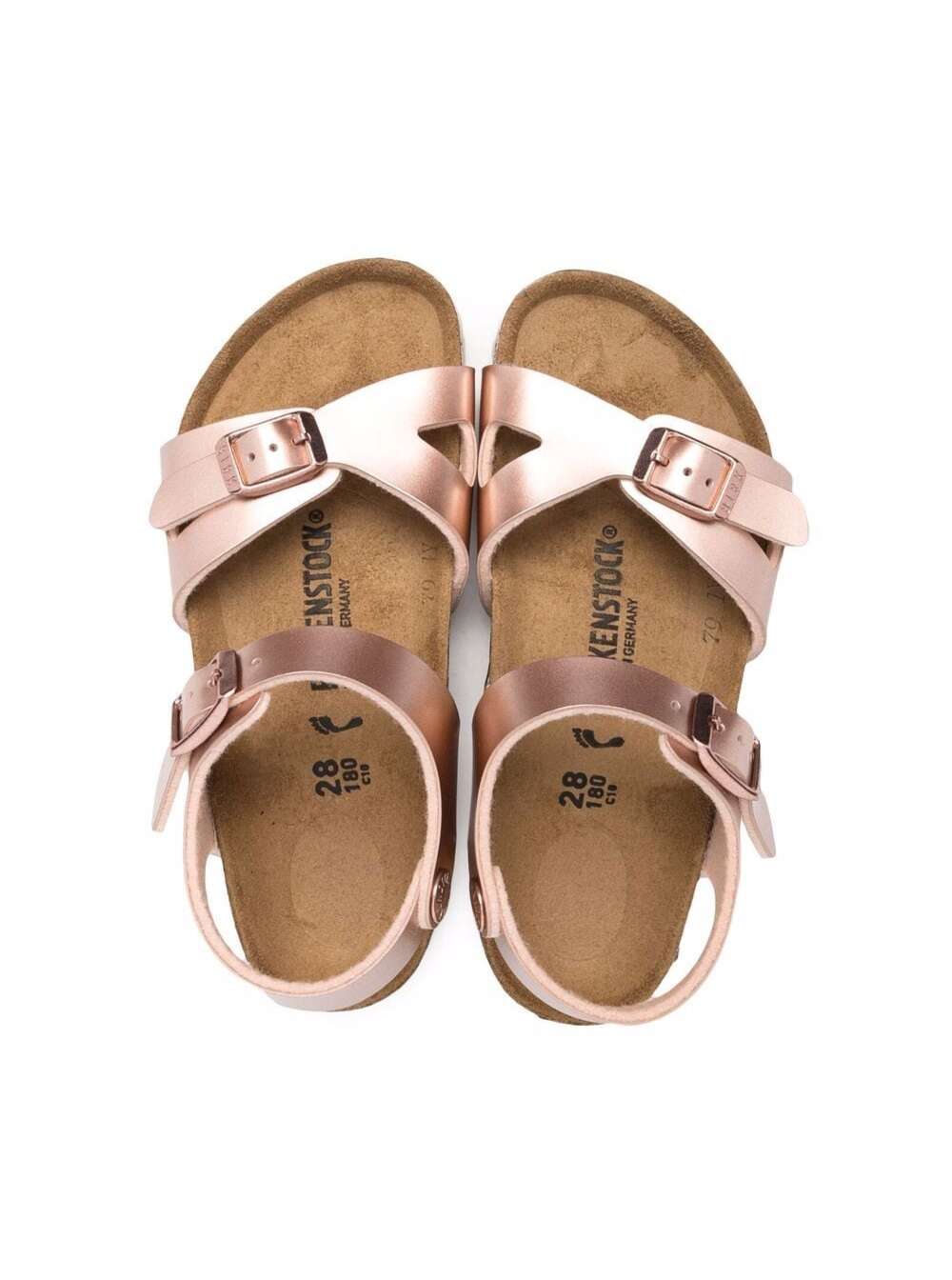 Birkenstock Crianças Meninas Rio Sandálias de Couro Rosa Elétrico Sapatos Planos