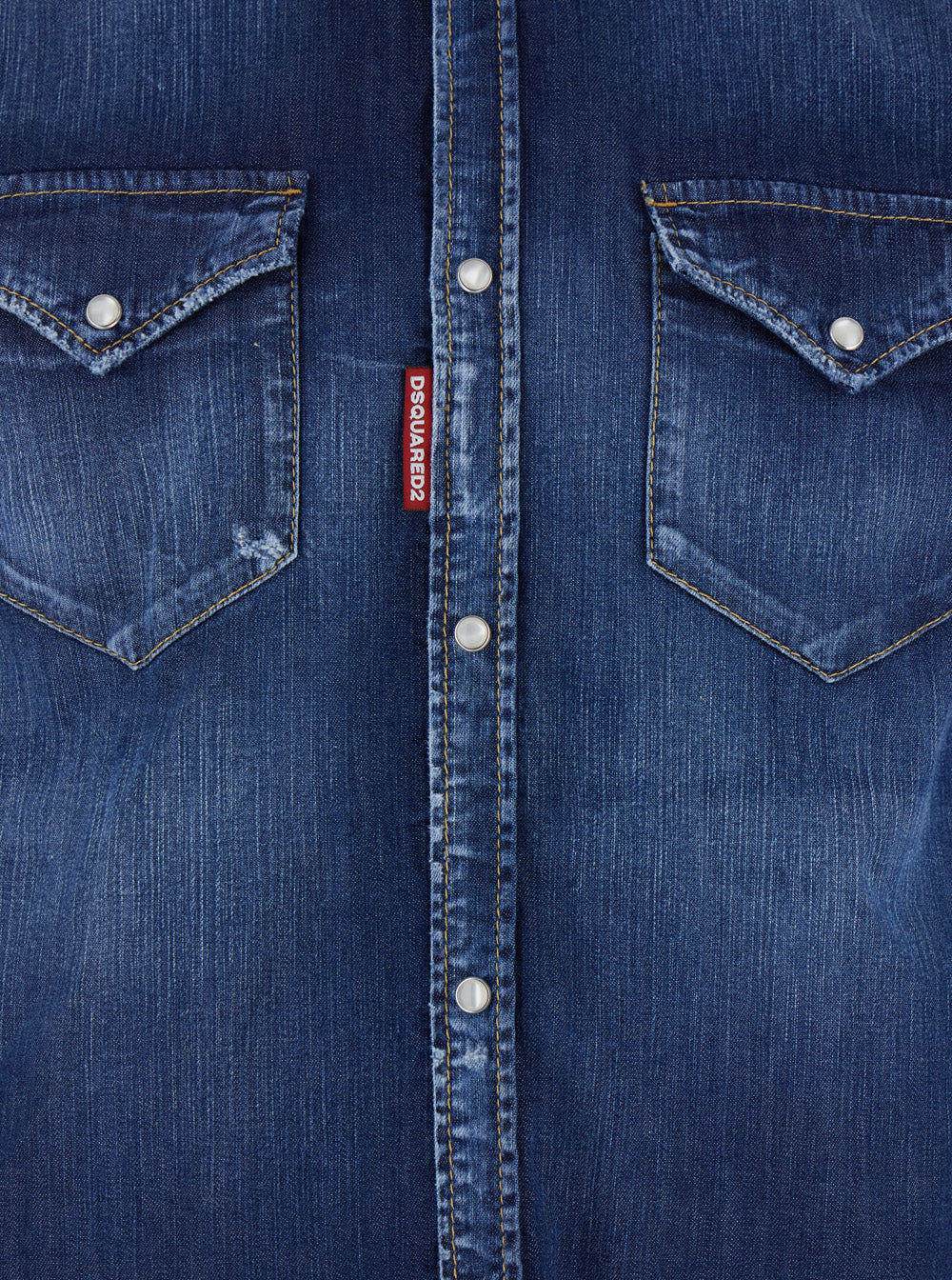 Camisa Clássica Dsquared2 com Botões Frontais em Azul Jeans para Homens Blu Algodão Elastano e Blusas Camisa Clássica Dsquared2 com Botões Frontais em Azul Jeans para Homens Blu Algodão Elastano e Blusas
