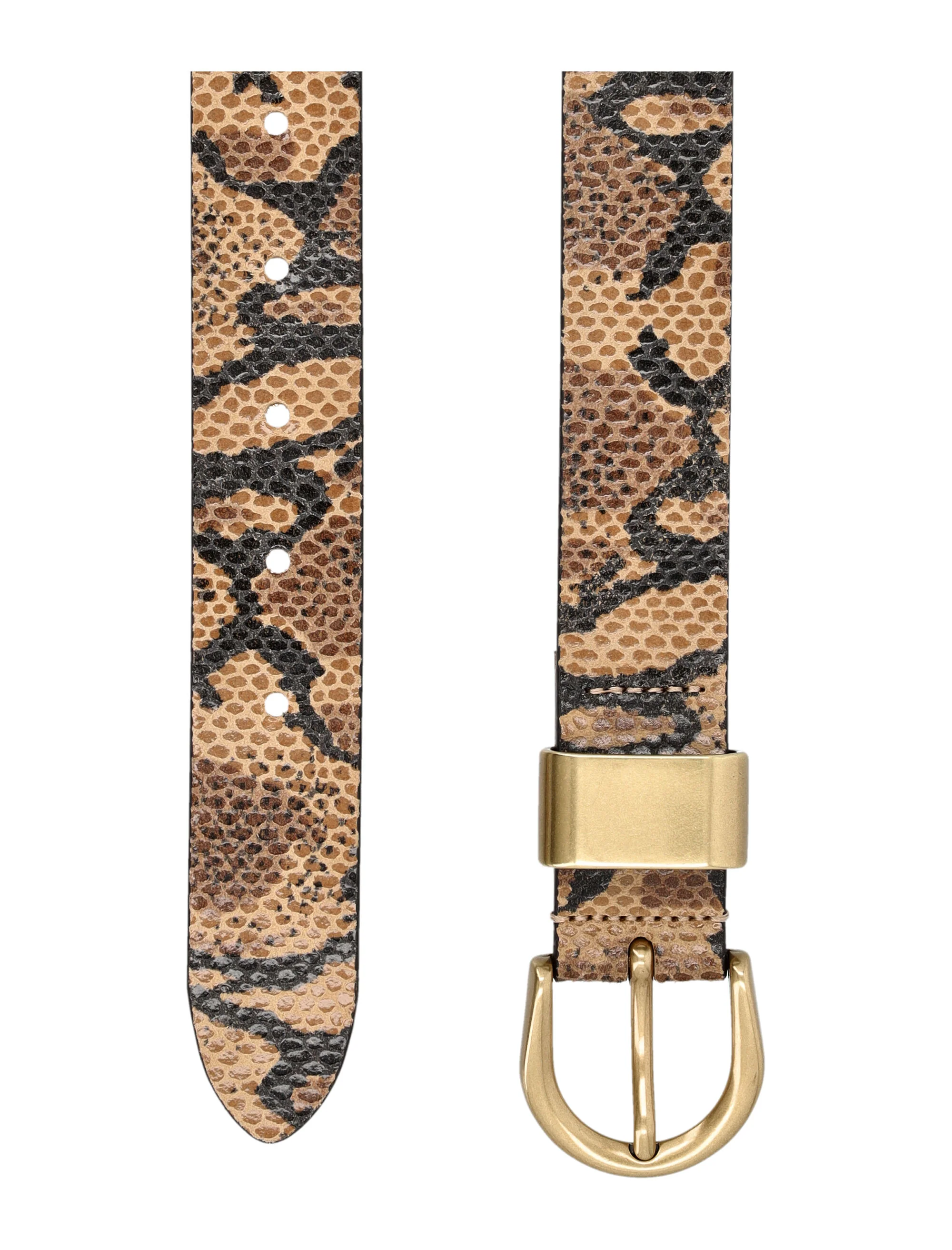 Cinto de Couro de Cervo com Estampa de Cobra Sessùn Miloa E Phyton Print Leather Crust