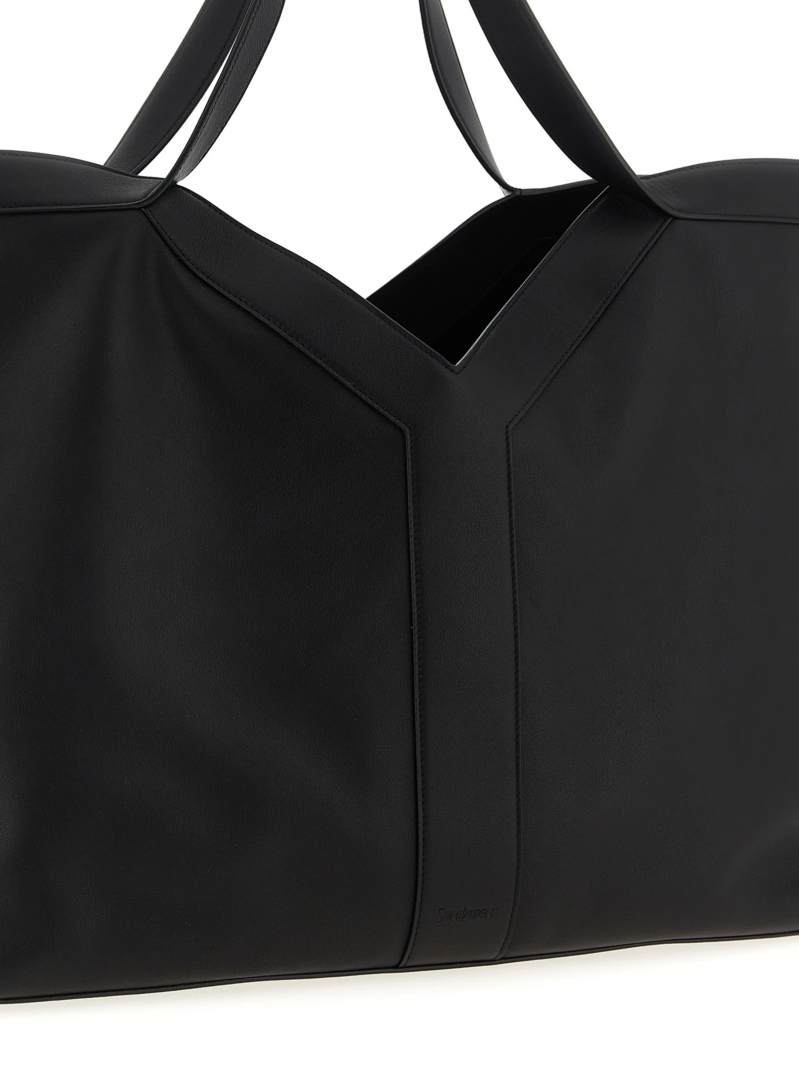 Bolsa de compras grande Saint Laurent Y preta couro de vitela (bos Taurus) Tote