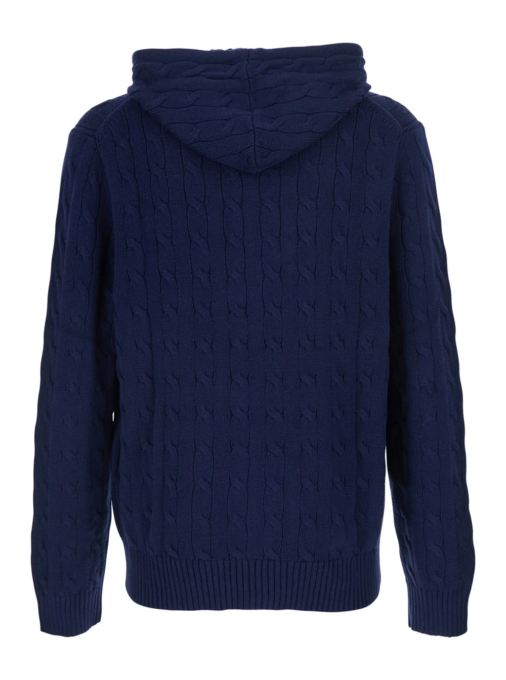 Polo Ralph Lauren Manga Longa-Pulôver Malha de Algodão Full Zip Azul Jersey
