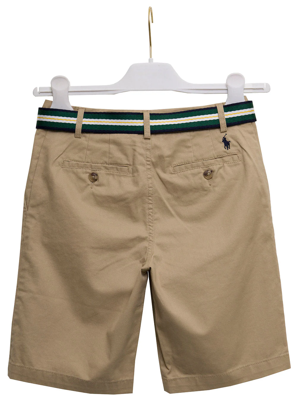 Polo Ralph Lauren Crianças Meninos Calças Curtas Bege de Algodão com Cinto e Bermuda
