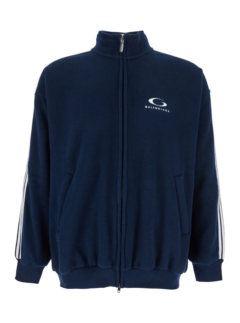 Sweatshirt Azul Balenciaga com Detalhe de Logotipo na Frente e Nas Costas com Listras na Manga em Tecido Técnico Homem Azul Poliéster Sweatshirts