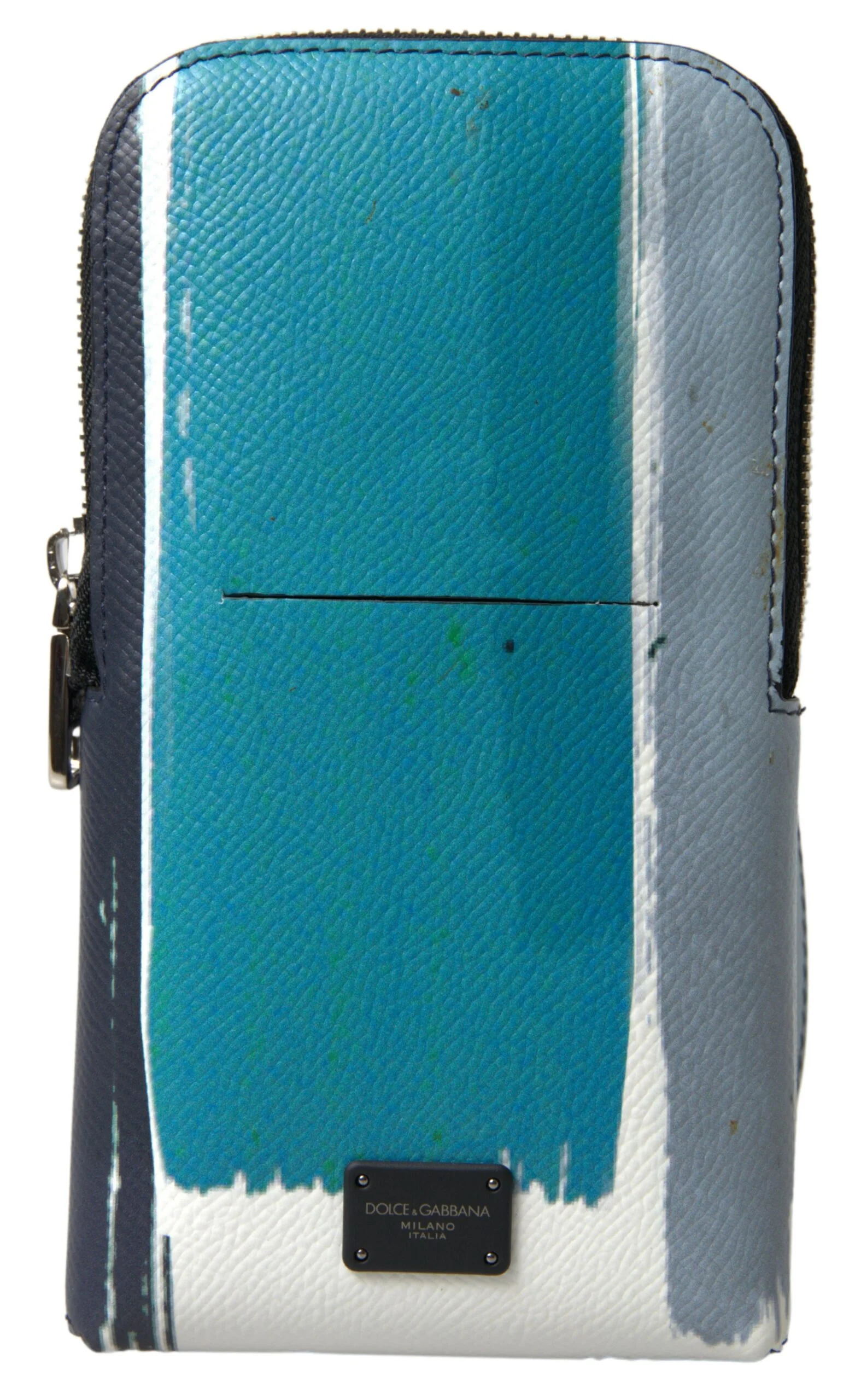 Bolsa de Couro Azul Dolce & Gabbana Crossbody para Celular Unissex e Branco
