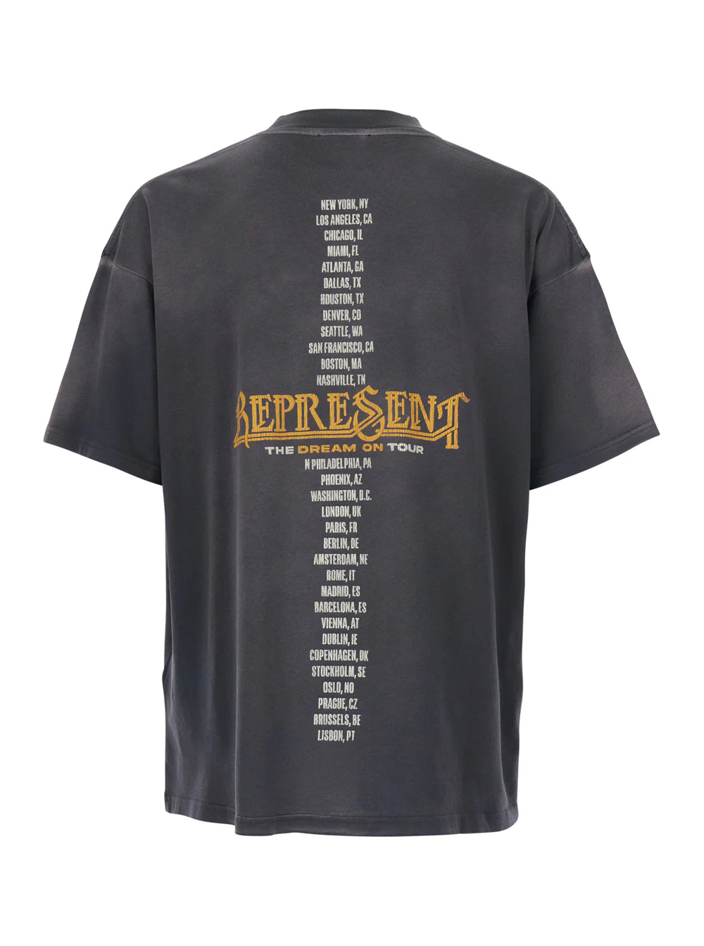 Camiseta Preta para Homens com Estampa Gráfica na Frente e Verso Efeito Desbotado, Camisetas de Algodão Cinza, Camisetas Polo
