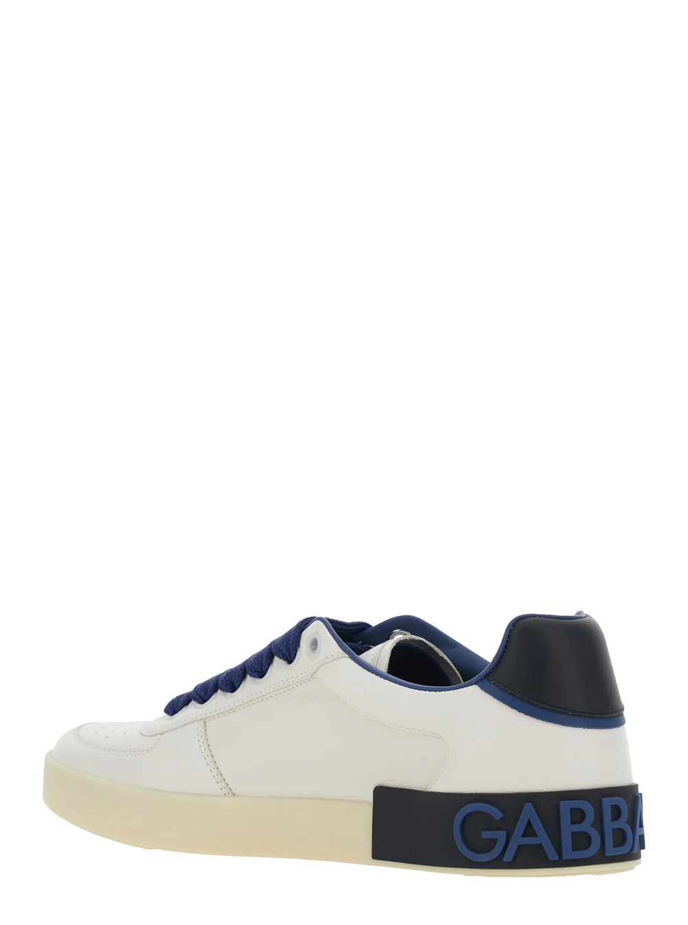 Sapatilha Azul Dolce & Gabbana Portofino Personalizada com Salto Contrastante e Logotipo em Letras em Couro para Homens Azul Ovelha