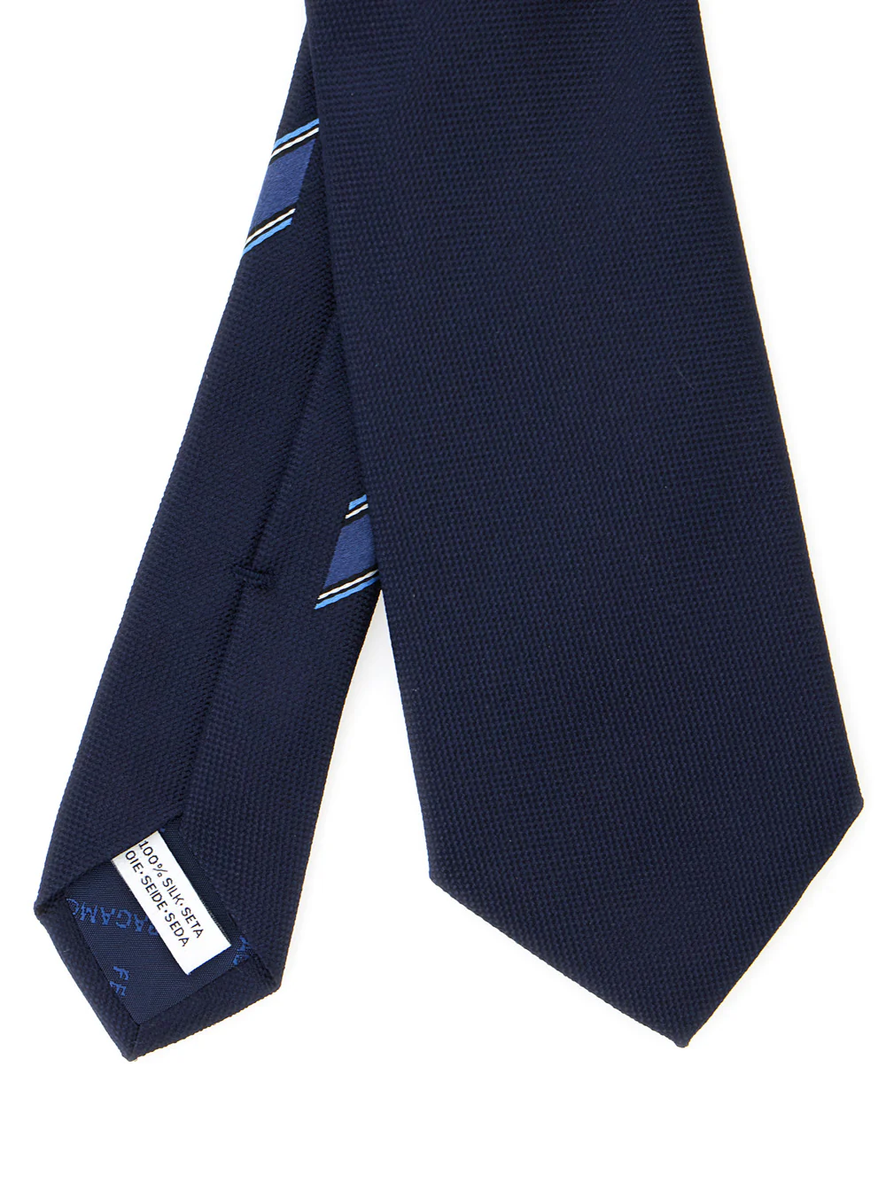 Gravata Ferragamo Azul com Logotipo na Frente em Seda Homem Azul Papillon e Gravatas