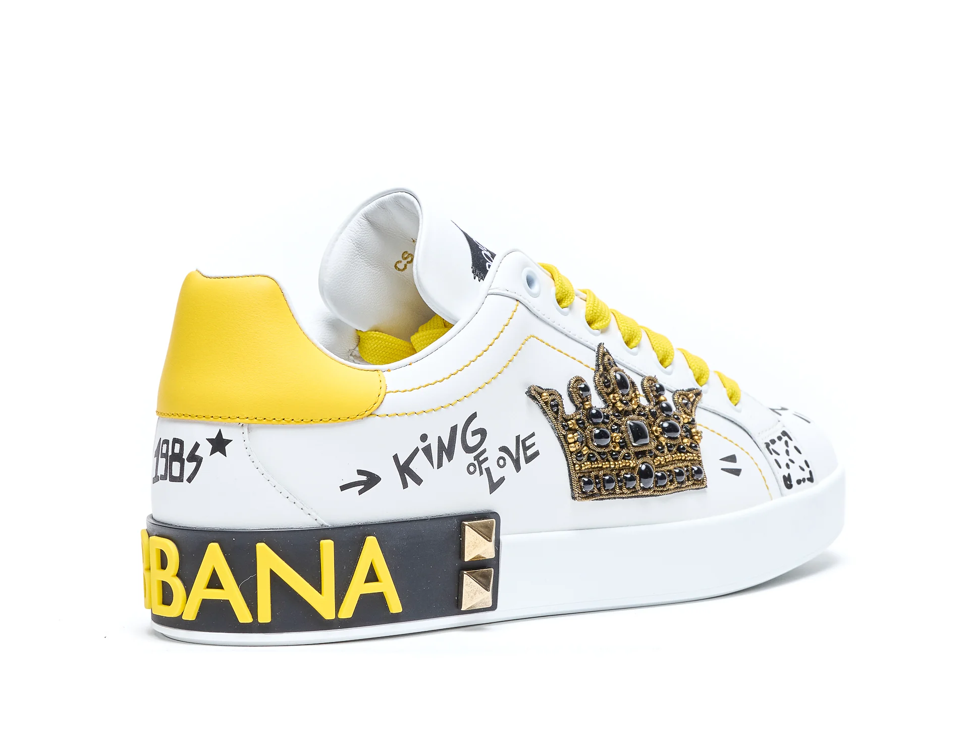 Sapatilhas Brancas de Couro e Tecido Dolce & Gabbana