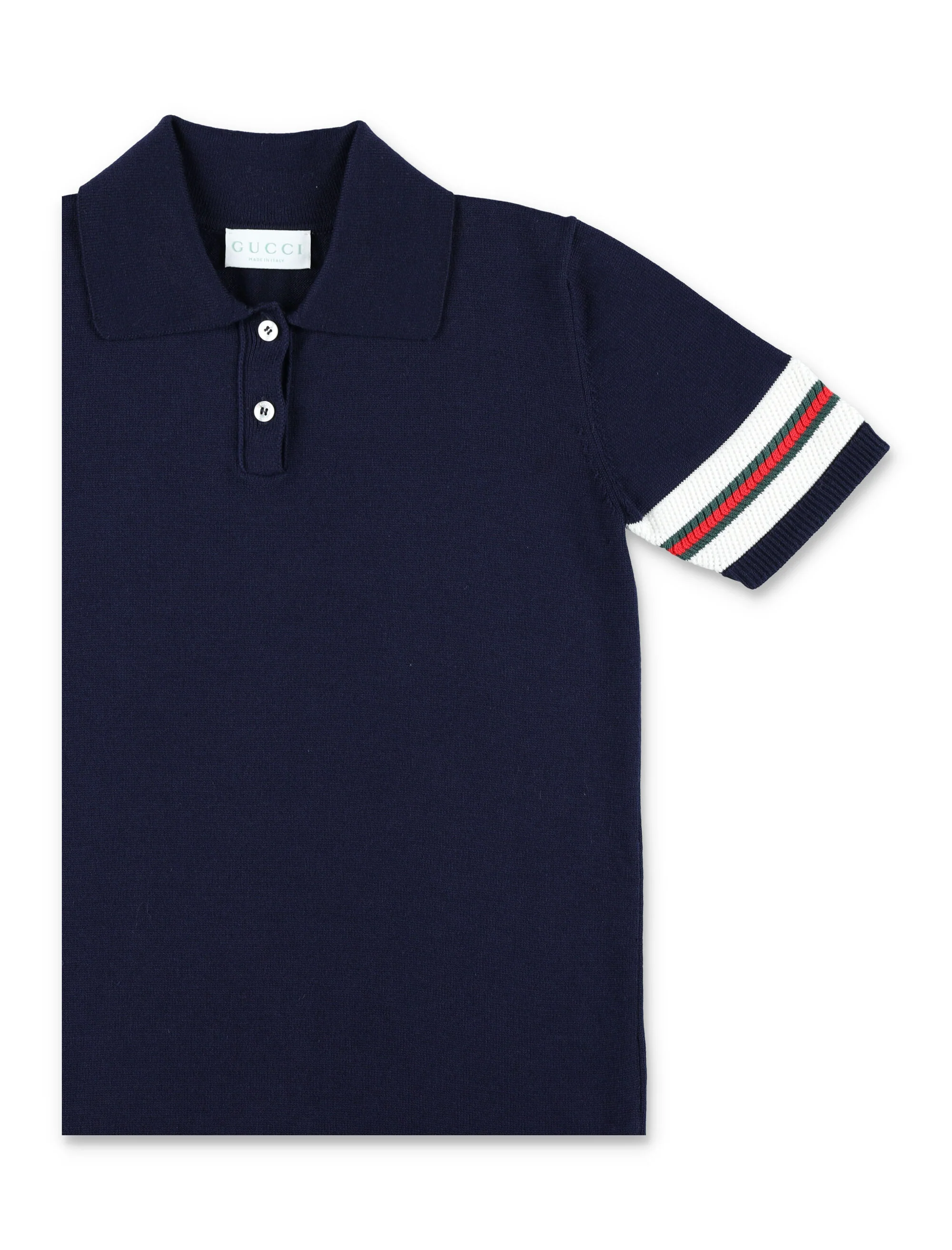 Vestido de Polo com Listras Web da Gucci para Meninas Tinta/Branco Algodão