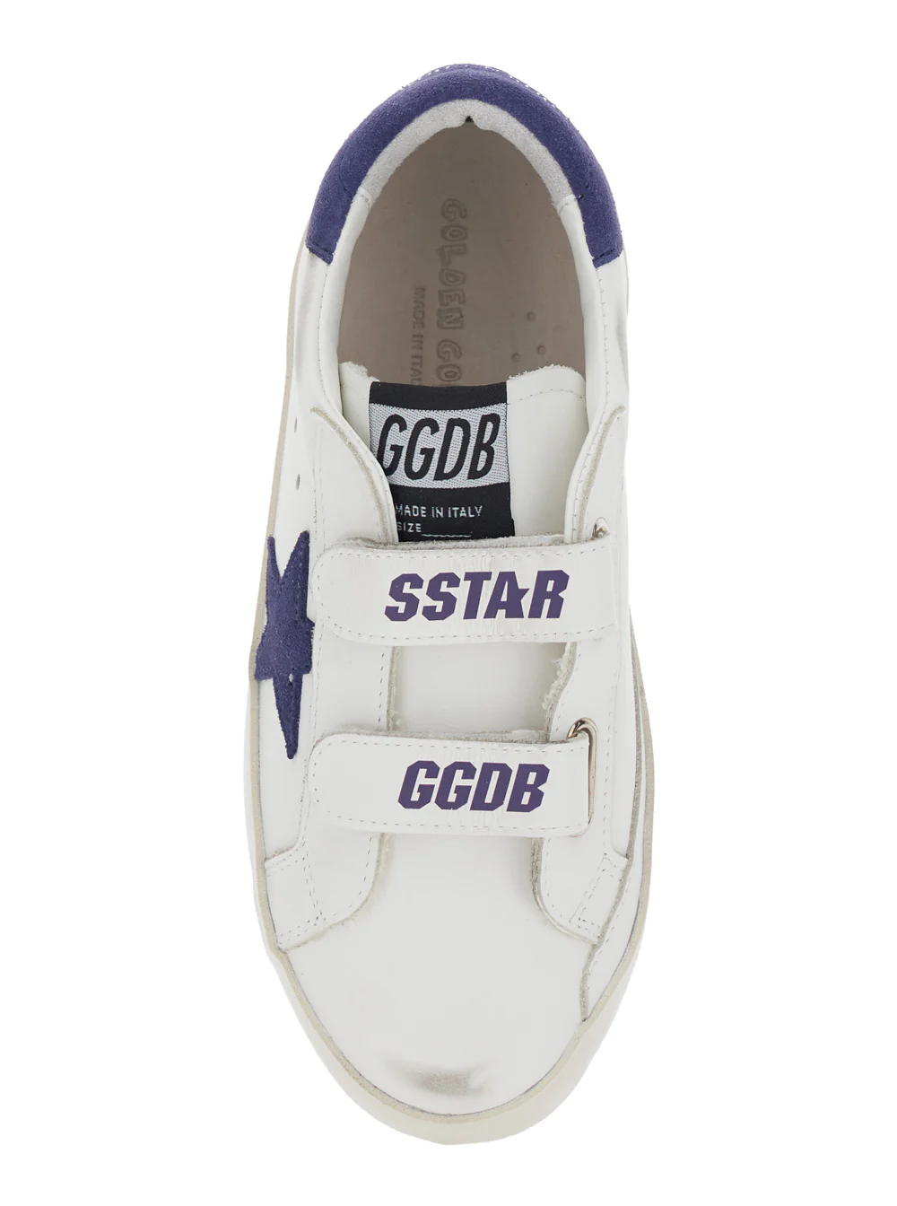 Sapatilhas Baixas Golden Goose Kids Old School com Patch de Estrela Lateral em Couro Branco para Crianças