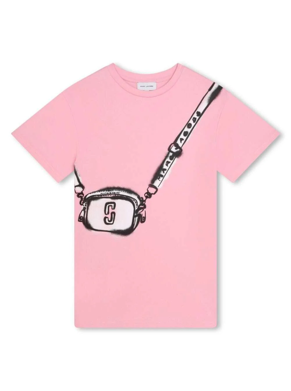 Vestido Curto Manga Curta Rosa Marc Jacobs Kids com Estampa de Bolsa Algodão Menina