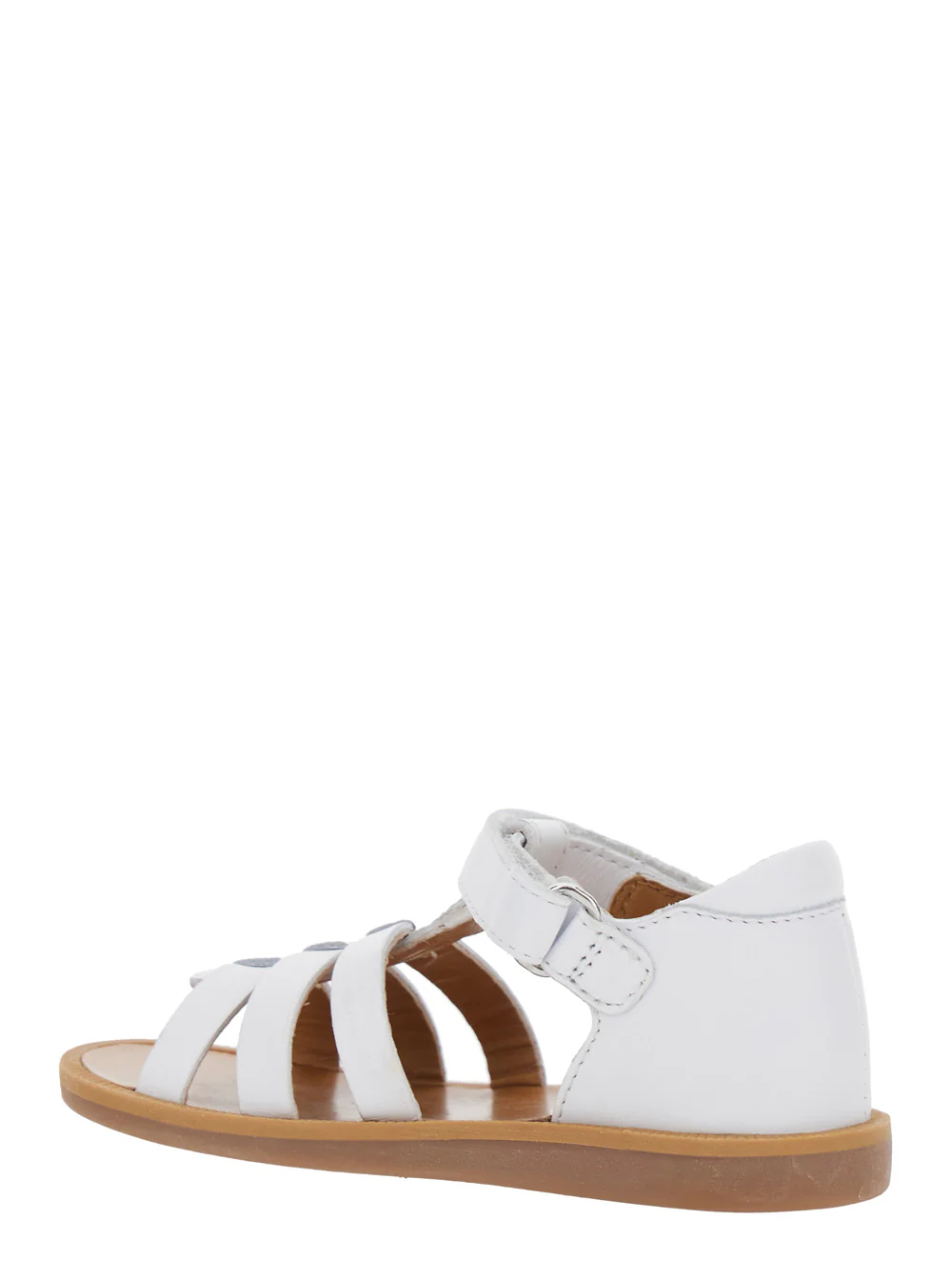 Sandalínhas Pomp D'Api Kids Poppy Brancas com Design em Gaiola Sapatos Planos de Couro para Meninas