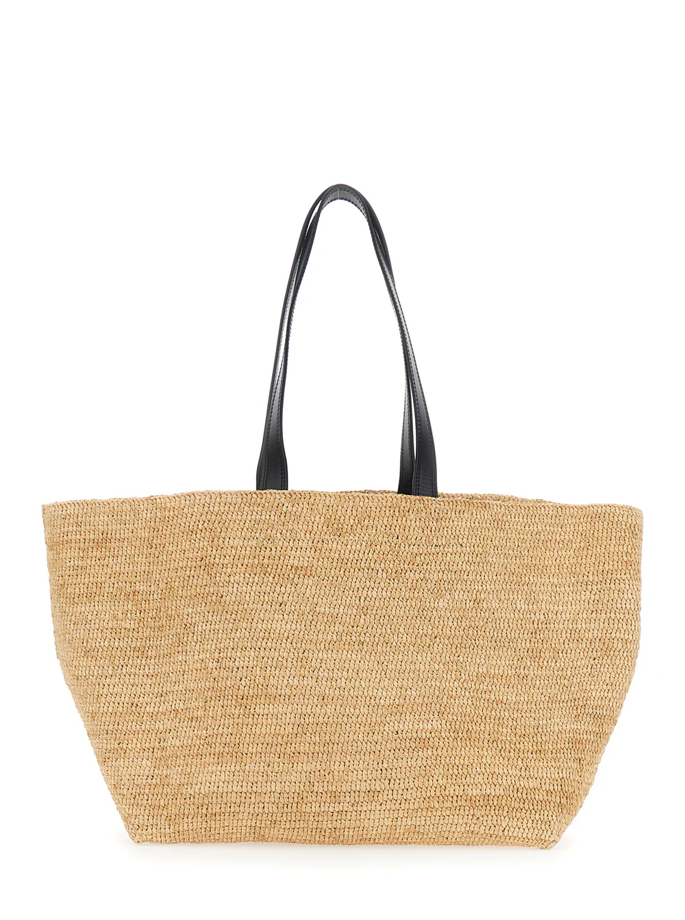 Bolsa de Compras Bege AMI Paris com Patch de Logotipo ADC na Frente em Raffia para Homens