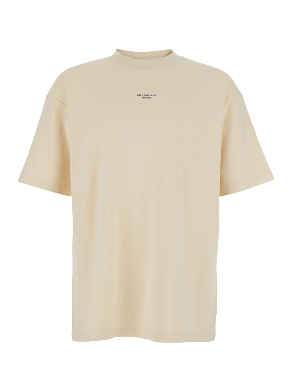 Camiseta DrôLe De Monsieur O Slogan Clássico Bege com Estampa Frontal para Homens Camisetas de Algodão e Camisetas Polo