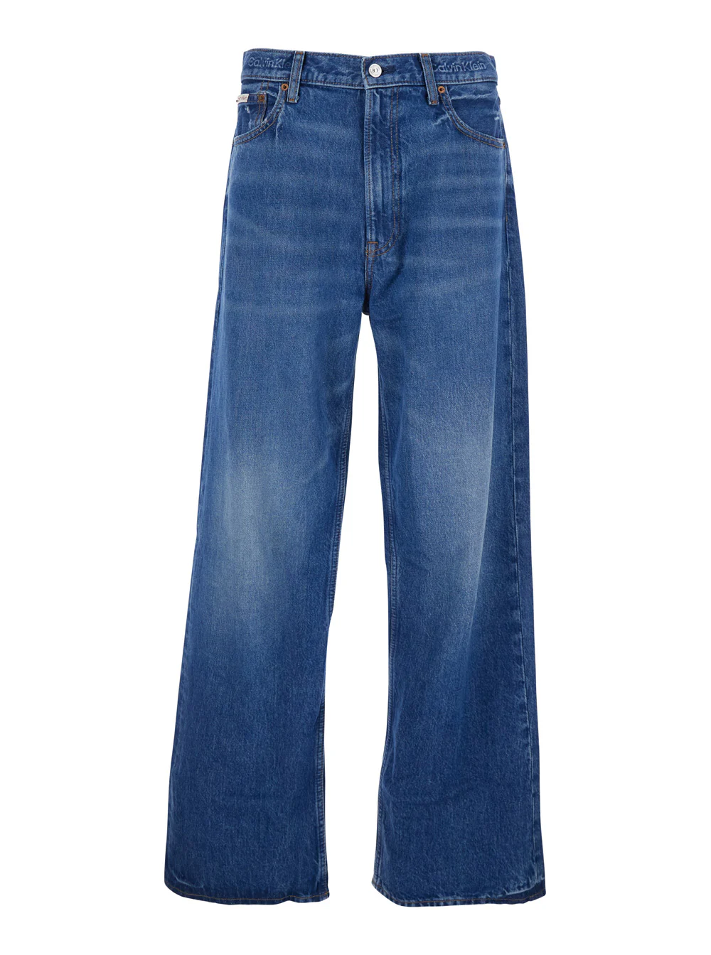 Calvin Klein Jeans com Perna Larga com Patch de Logotipo nas Costas em Jeans Azul para Homens Blu Calvin Klein Jeans com Perna Larga com Patch de Logotipo nas Costas em Jeans Azul para Homens Blu
