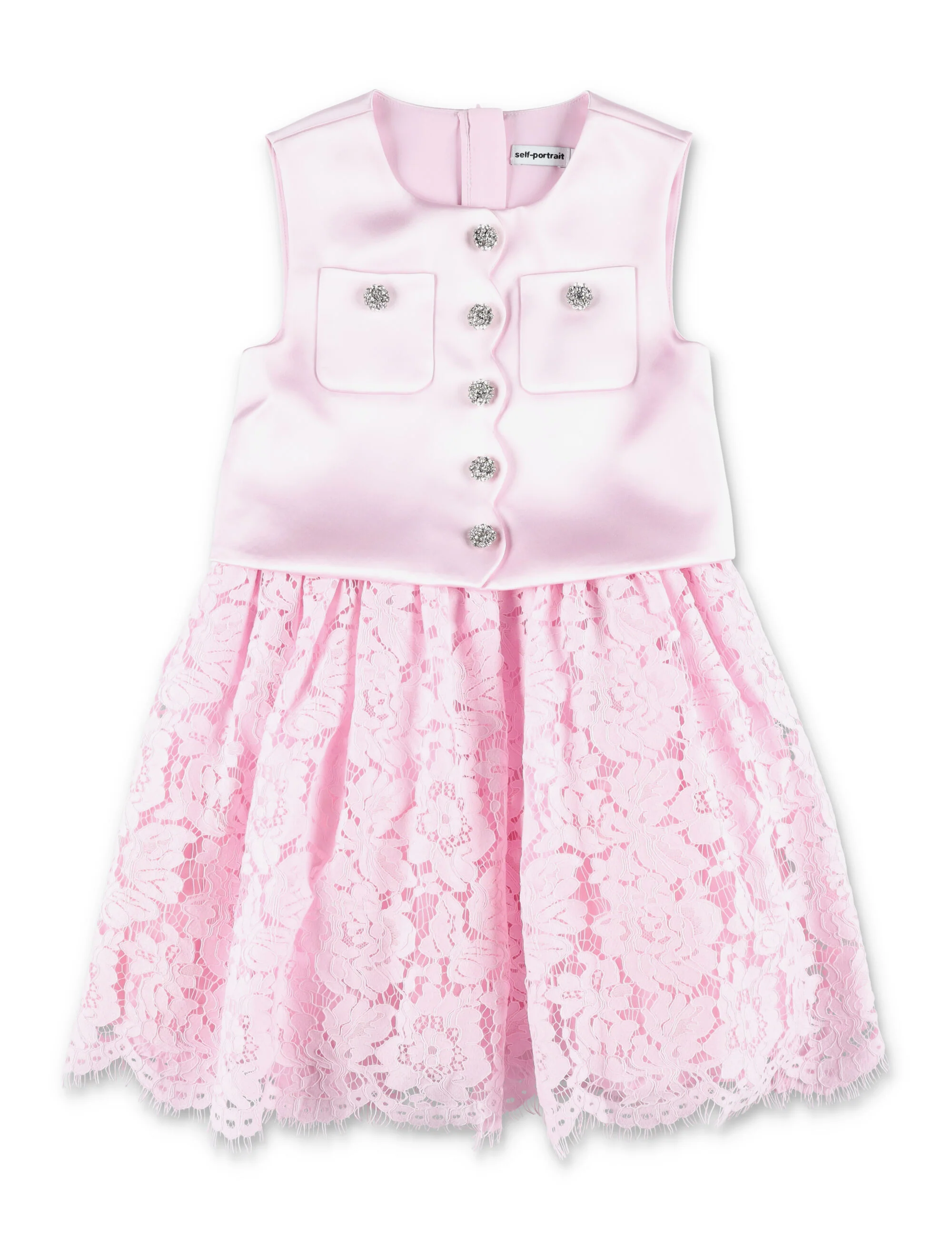 Vestido de Renda de Seda para Meninas, Rosa, Forro de Poliéster