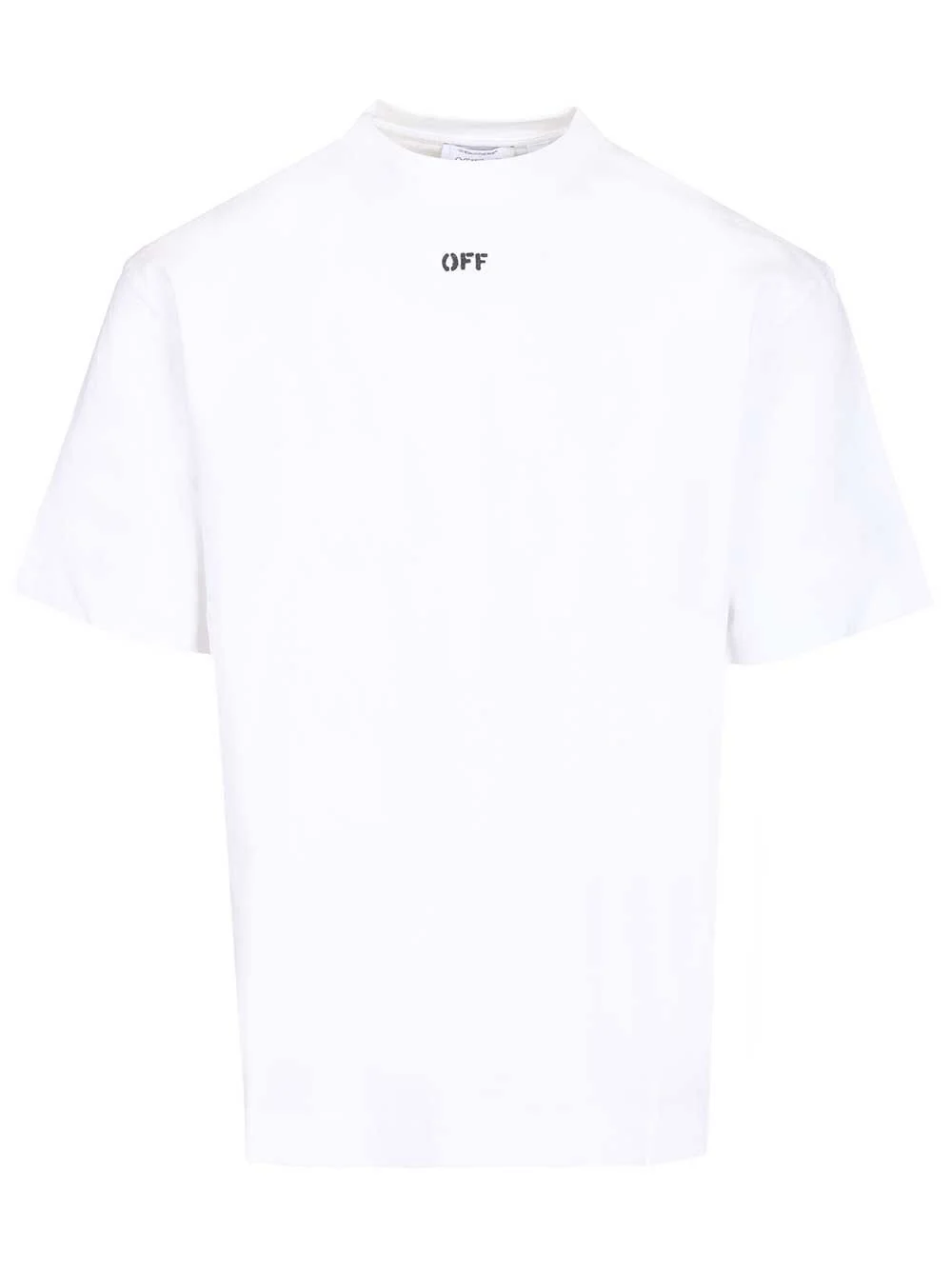 Camiseta Off-White com estampa de Flecha de Tinta Tecido de Algodão Branco
