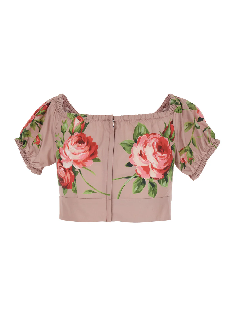 Top Curto com Estampa Floral Rosa Dolce & Gabbana com Nó Duplo em Algodão para Mulheres