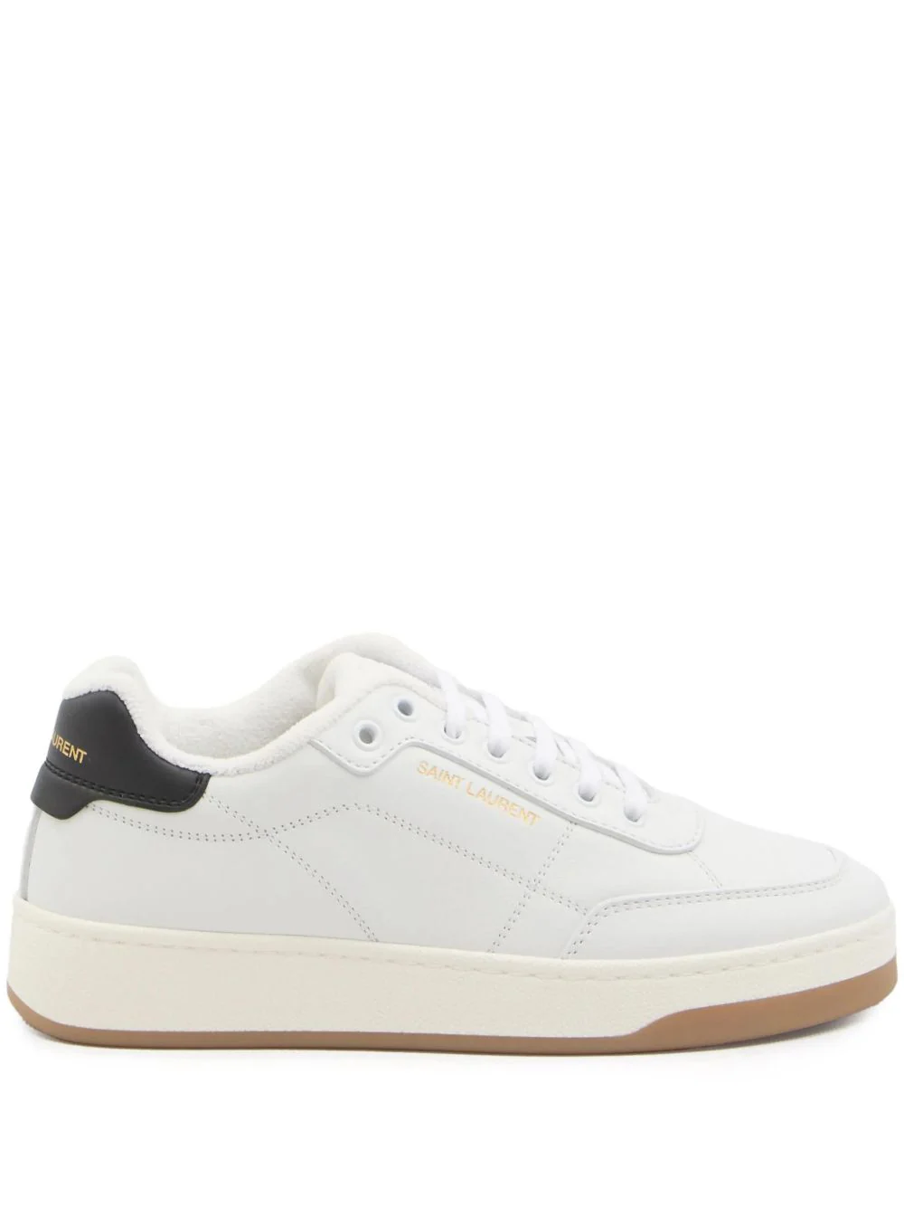 Sapatos planos Saint Laurent Branco Optique/Preto Couro Rand Out.mat