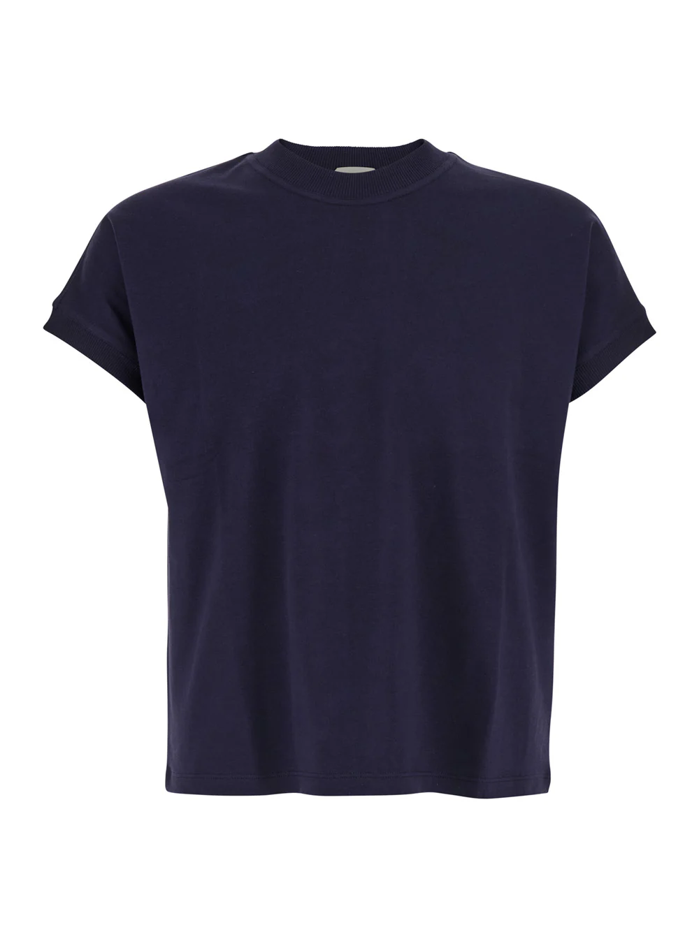 Camiseta Vintage Azul Versace com Gola Redonda e Logotipo na Frente para Homens Azul Camisetas de Algodão Elastano Camisetas Polo