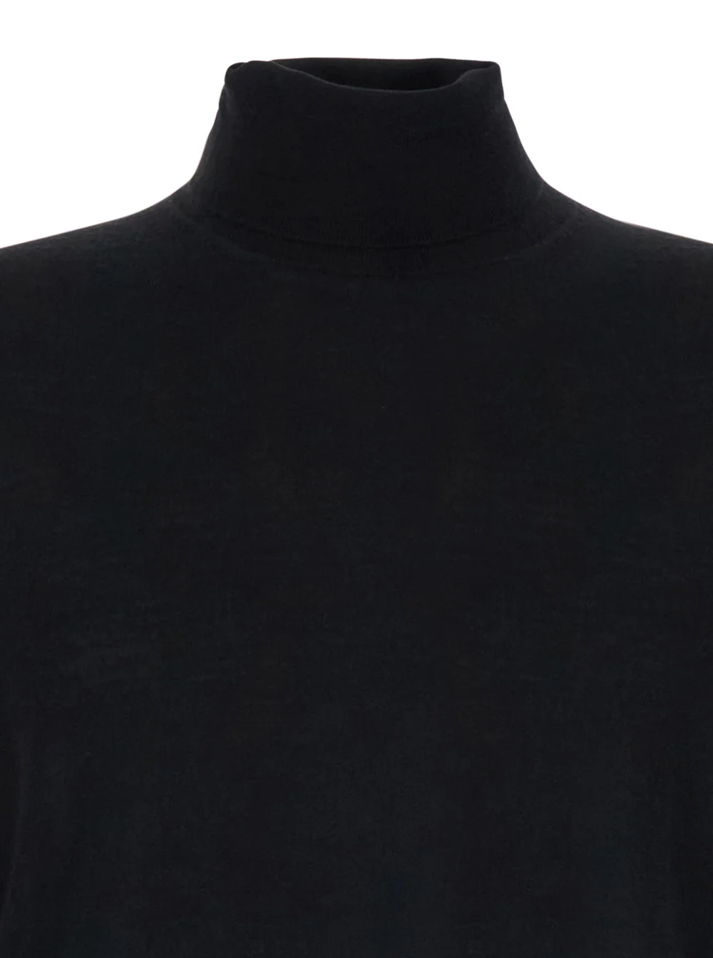 Suéter de Gola Alta Preto Simples em Mistura de Lã de Merino e Seda para Homem, Malha de Merino e Cashmere Suéter de Gola Alta Preto Simples em Mistura de Lã de Merino e Seda para Homem, Malha de Merino e Cashmere