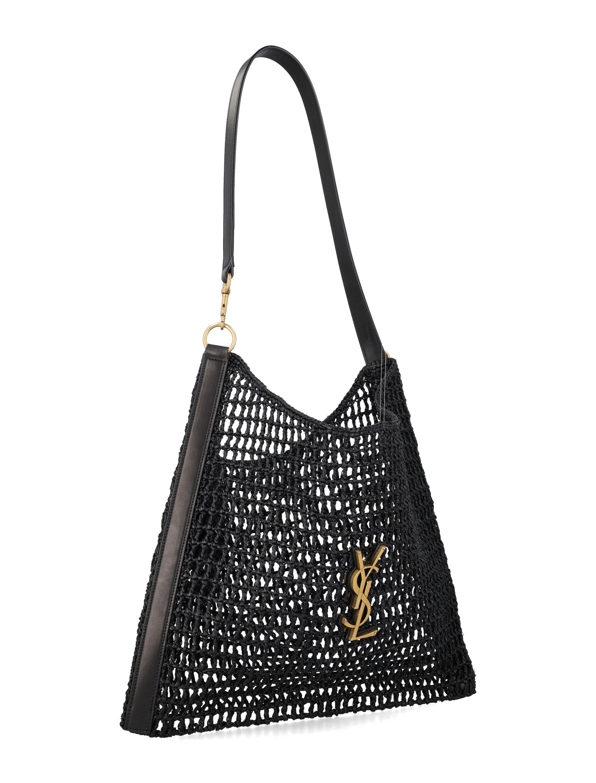 Bolsa tote de rafia Saint Laurent BV Preto Ráfia