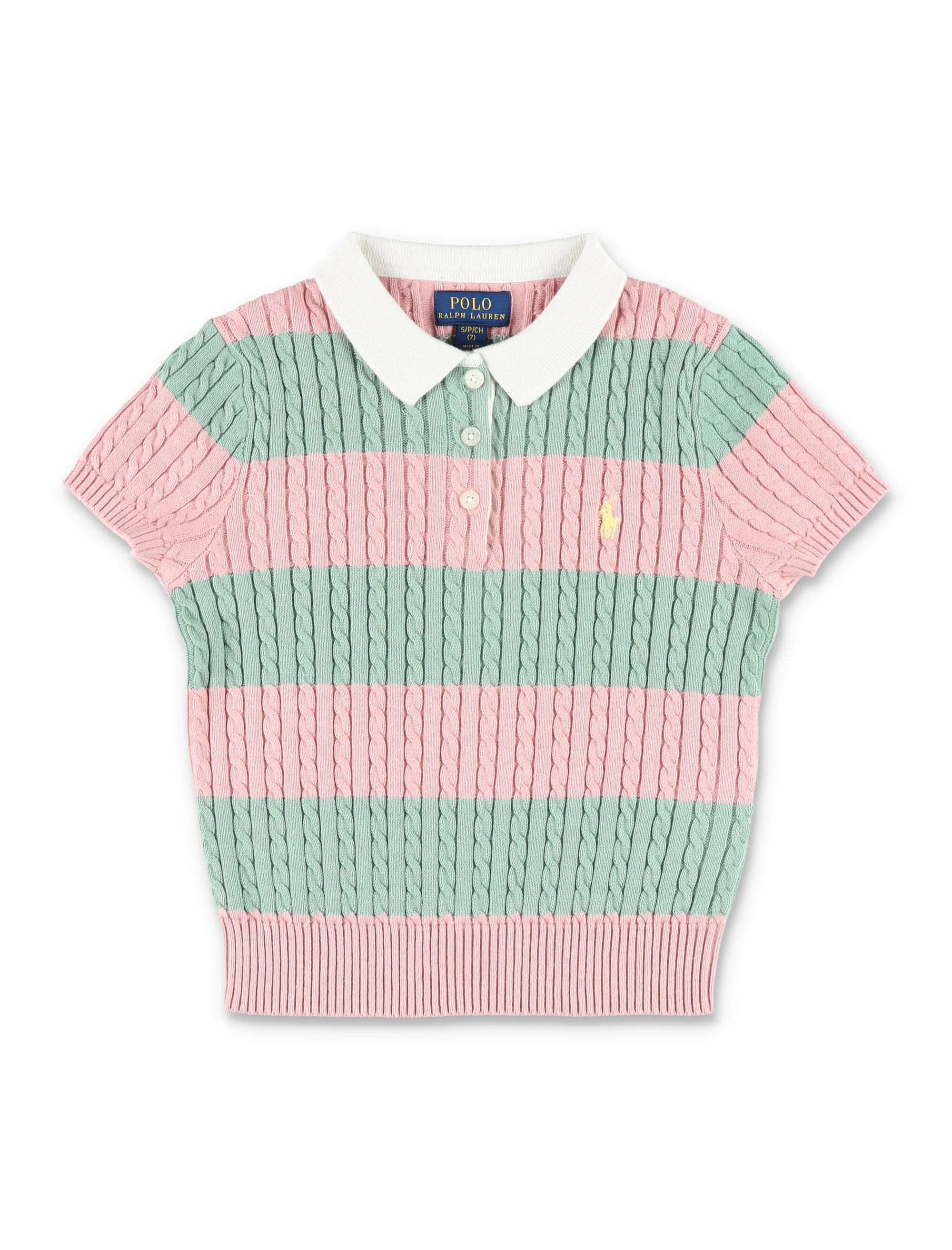 Vestido de Conjunto de Malha Polo Ralph Lauren para Meninas Rosa/Verde Algodão