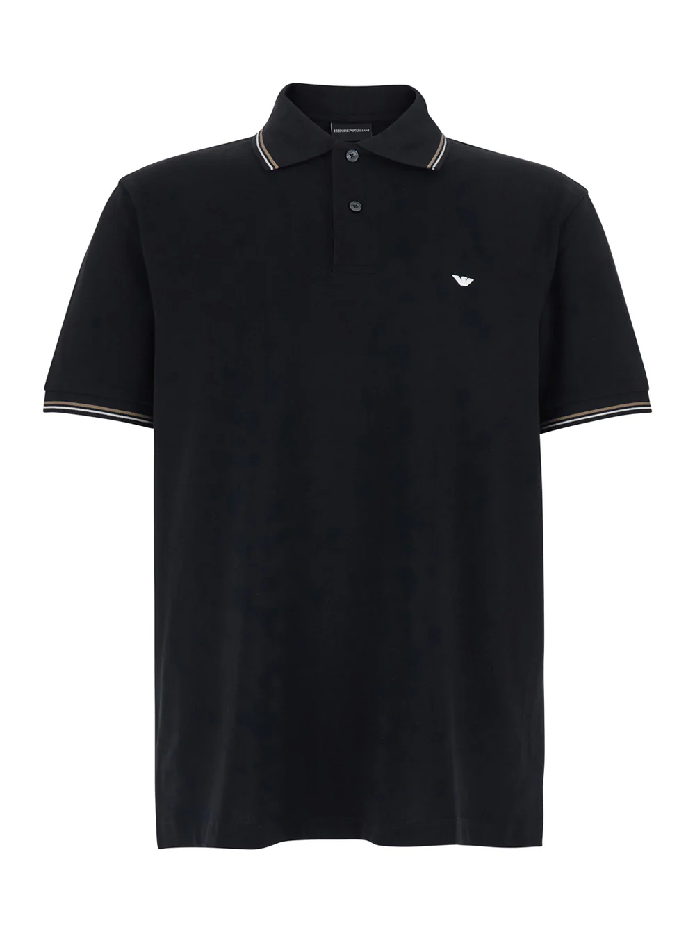 Camiseta Polo Clássica Emporio Armani com Gola Bicolor e Bordado de Logotipo na Frente em Algodão Preto para Homens Camisetas Camisas