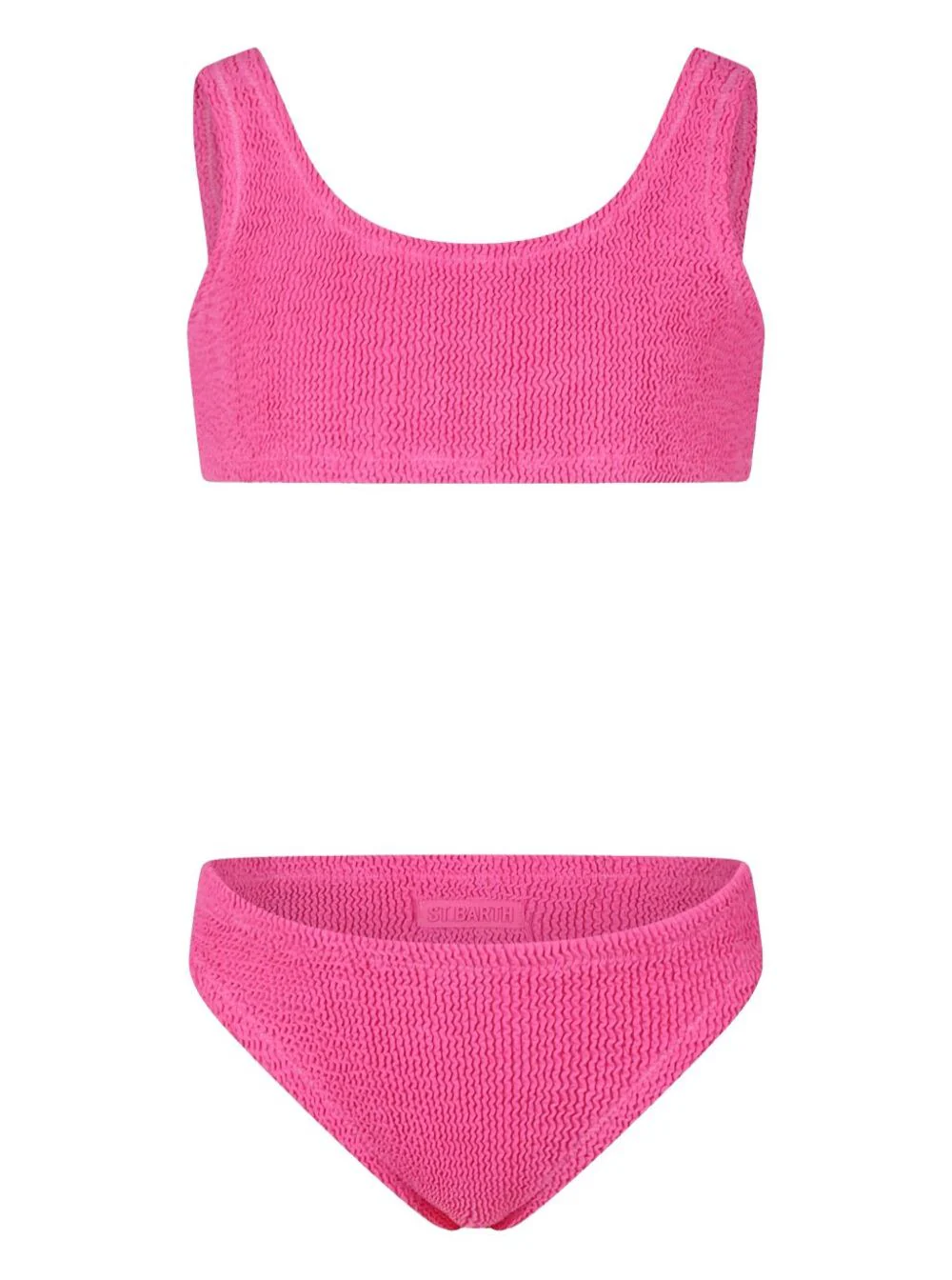 Biquíni Infantil Mc2 Saint Barth Pink com Alças Fixas e Efeito Rugoso em Tecido Técnico Elástico para Meninas Poliamida Elastano Roupas de Praia