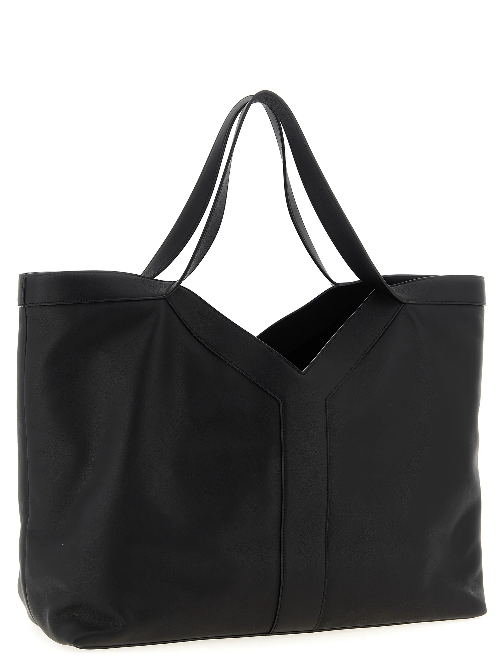 Bolsa de compras grande Saint Laurent Y preta couro de vitela (bos Taurus) Tote