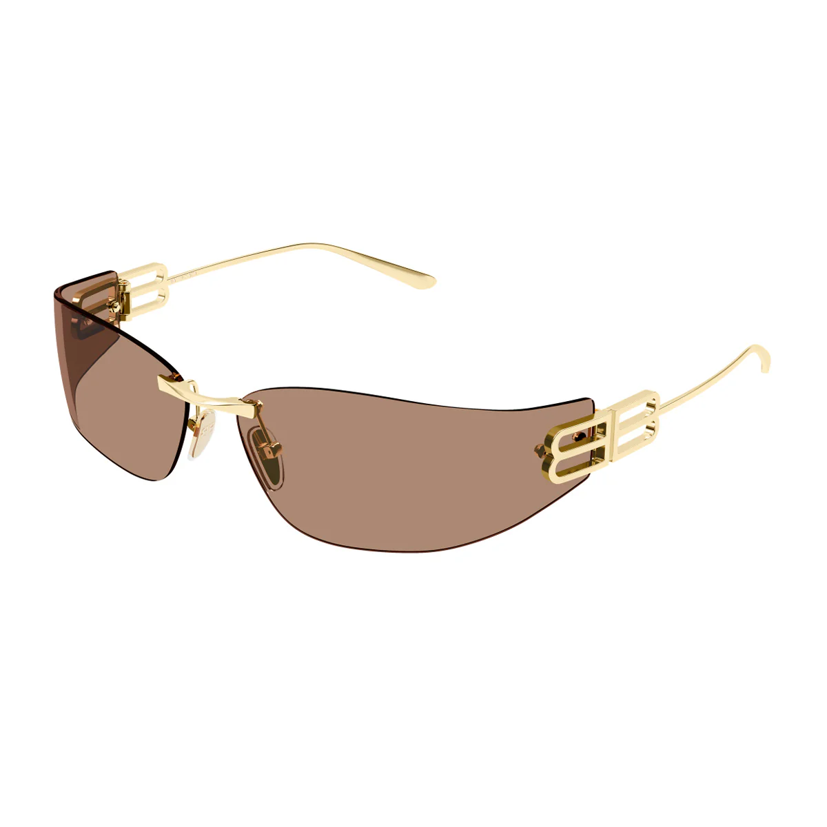 Óculos de Sol Balenciaga Bb0484s Linea Everyday 004 Dourado Marrom Oro Metal