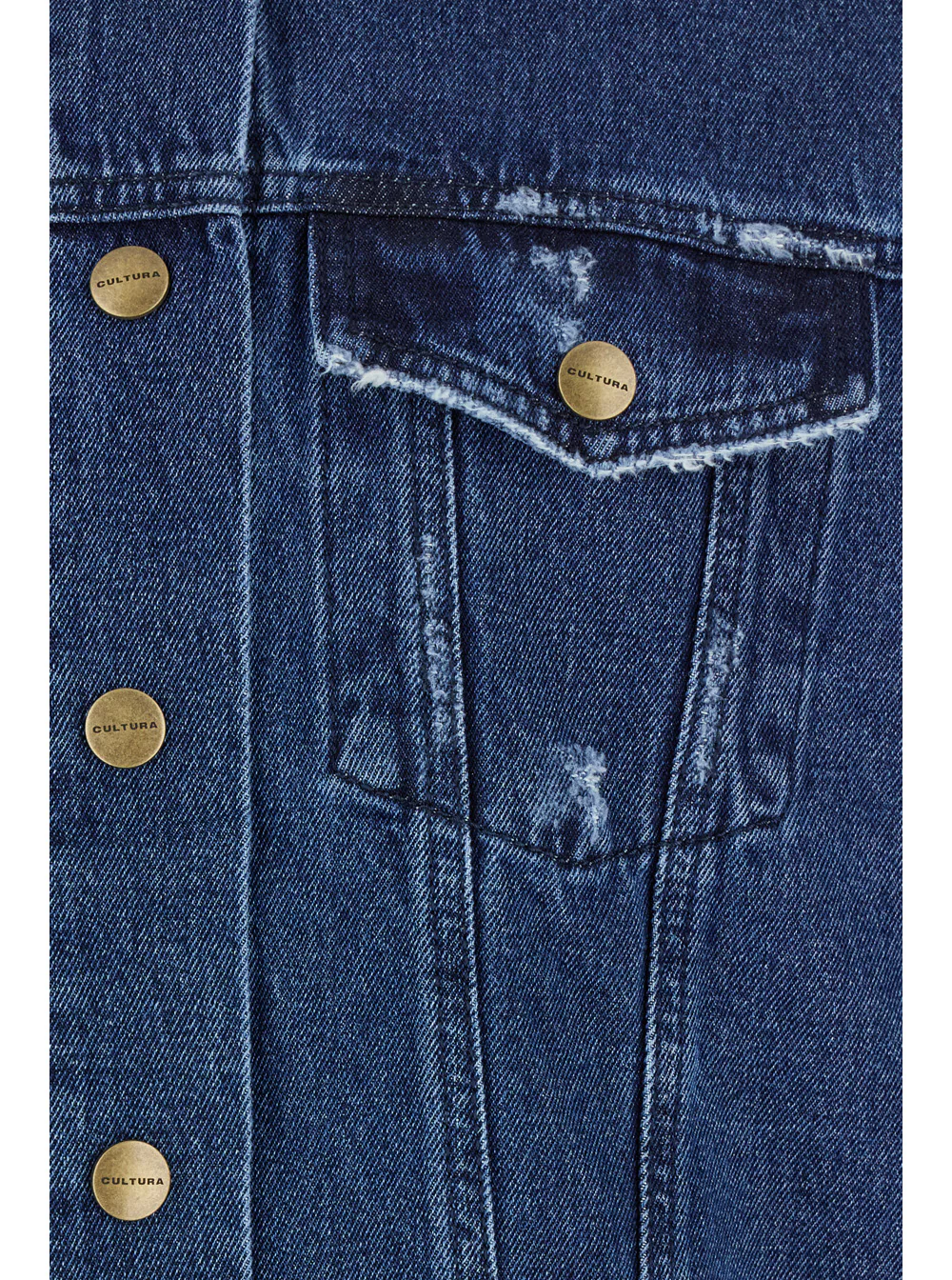 Jaqueta Azul Cultura com Botões com Marca em Jeans Masculino Outerwear Jaqueta Azul Cultura com Botões com Marca em Jeans Masculino Outerwear