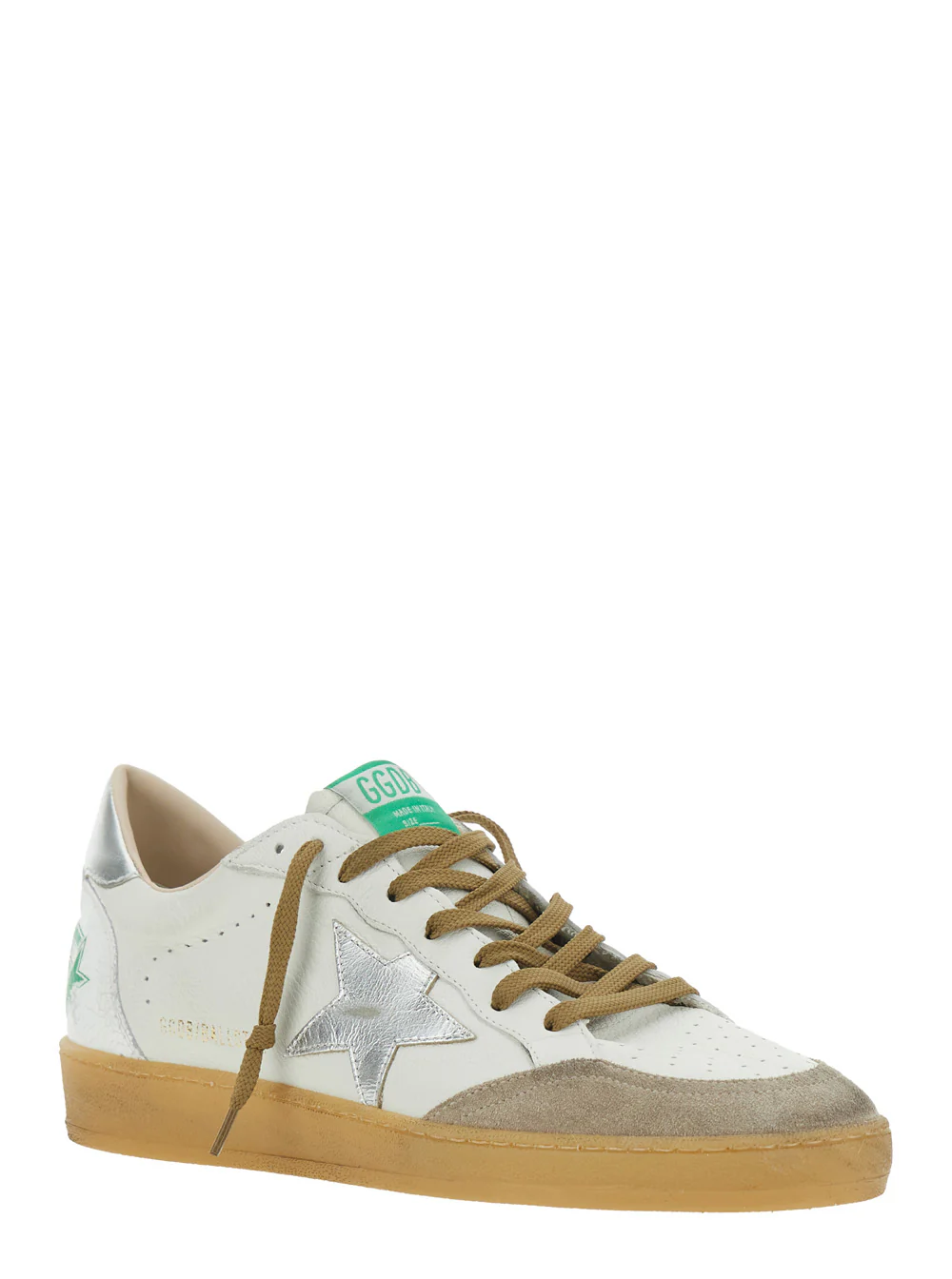 Sapatilhas White Low Top Golden Goose Ballstar com Patch de Logotipo na Lingueta e Estrela Lateral em Couro de Cabra e Vaca Sapatilhas White Low Top Golden Goose Ballstar com Patch de Logotipo na Lingueta e Estrela Lateral em Couro de Cabra e Vaca