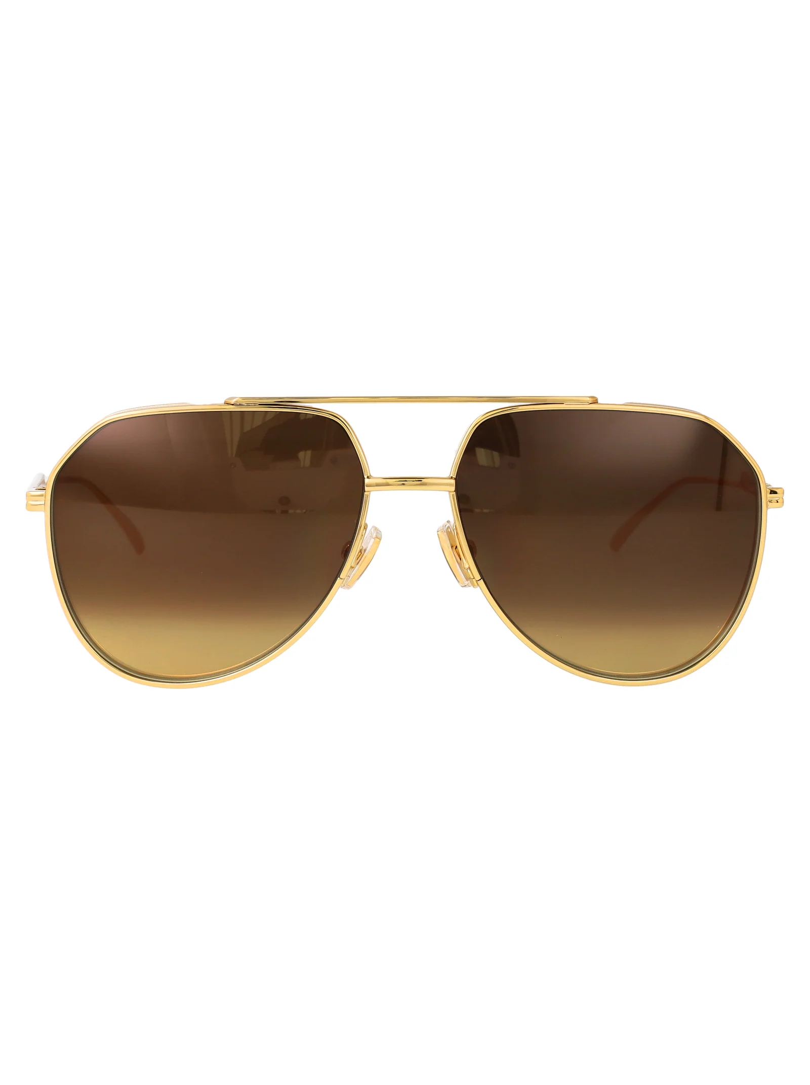 Óculos de Sol Metálicos Gold-Gold-Marrom Bottega Veneta Bv1465s