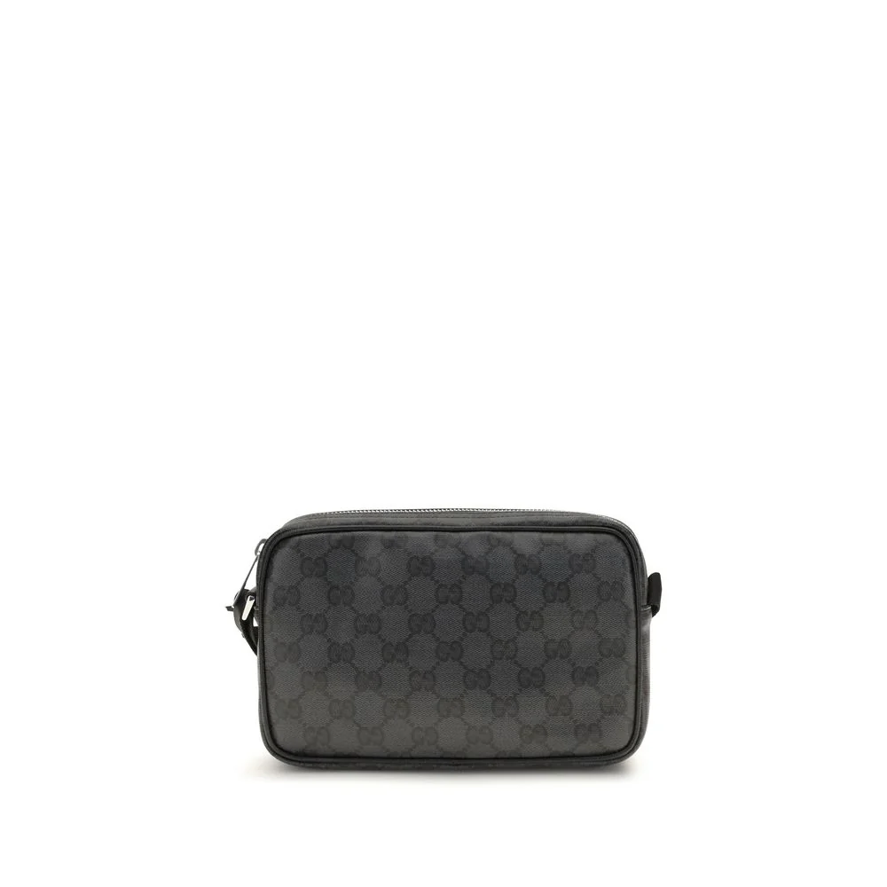 Bolsa de Ombro de Algodão Preto Gucci