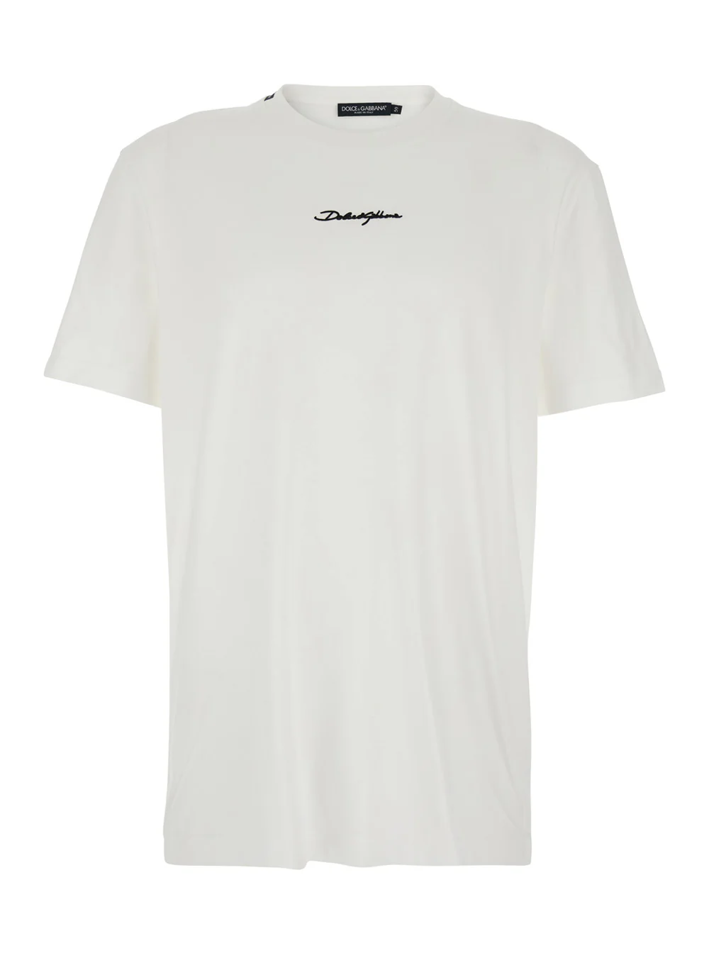 Camiseta Branca com Gola Redonda Dolce & Gabbana com Logotipo na Frente em Algodão para Homens Camisetas e Camisetas Polo Camiseta Branca com Gola Redonda Dolce & Gabbana com Logotipo na Frente em Algodão para Homens Camisetas e Camisetas Polo