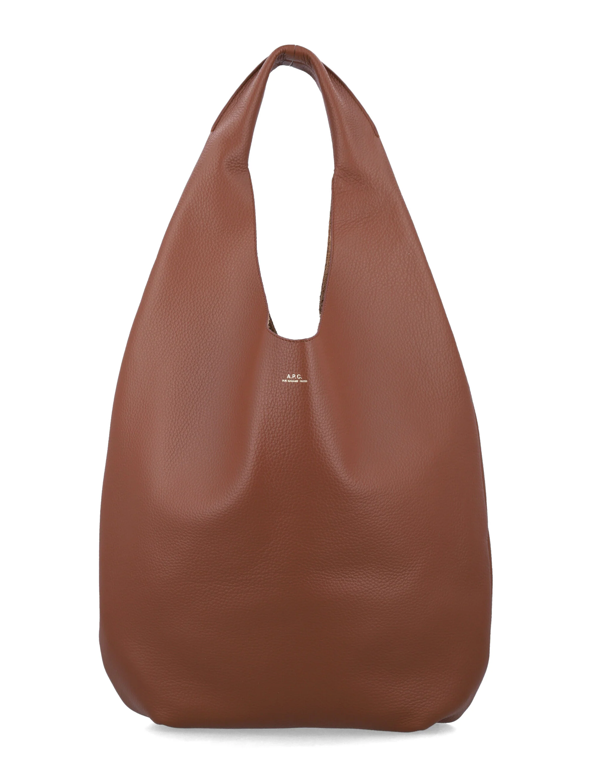 Bolsa de Mão A.P.C. Le Neige em Couro Grânulado Noz-Crema Vaca Tote