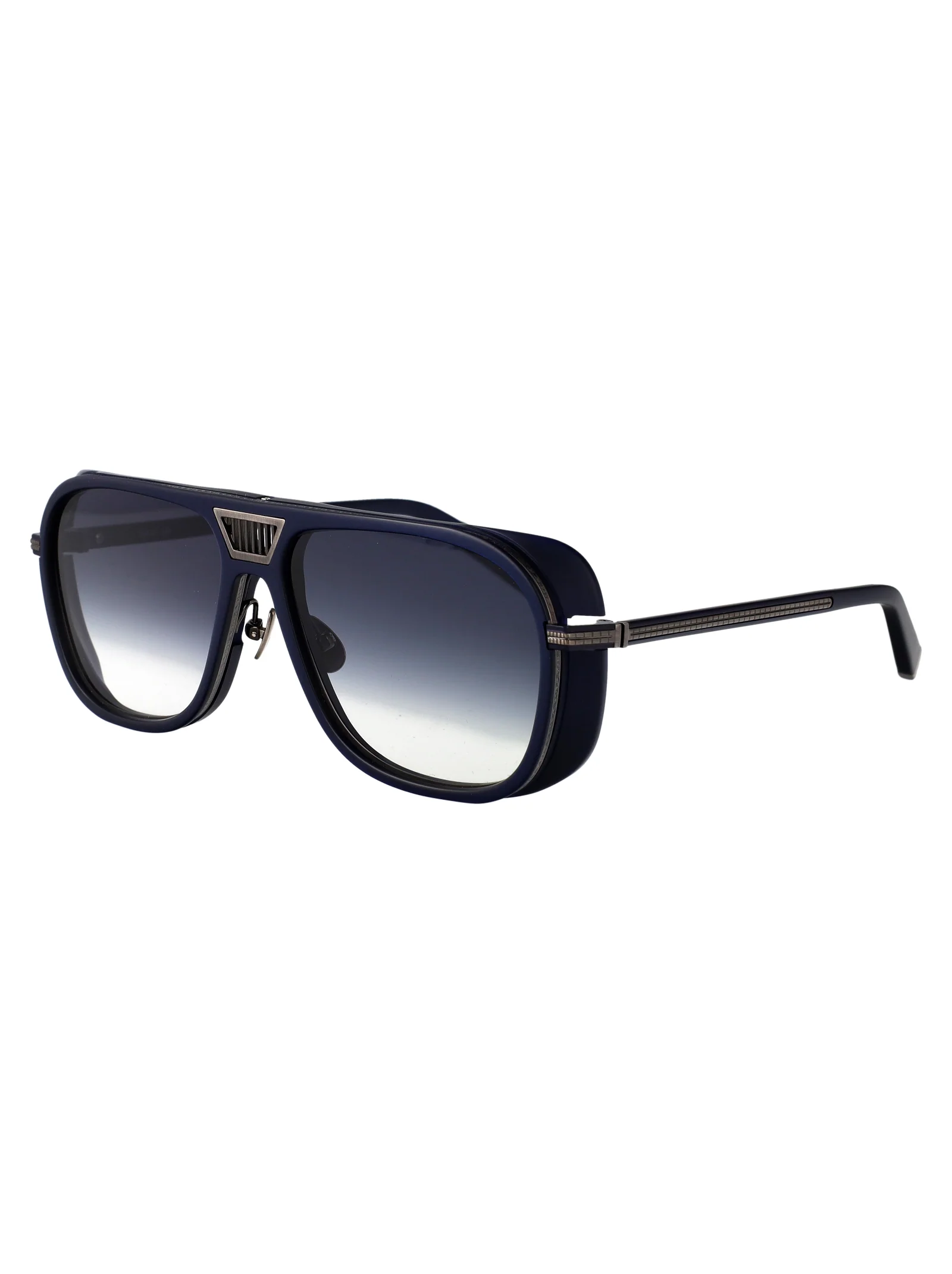 Óculos de Sol Metálicos Matte Navy com Acetato Azul-Marinho Matsuda M3023-V2.sg Prateado Antigo
