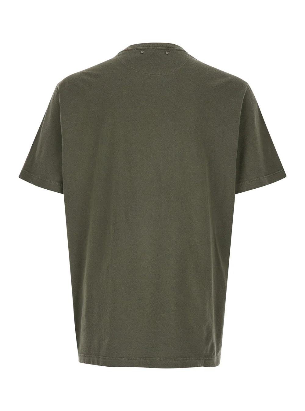 Camiseta Verde Golden Goose com Logotipo Frontal e Patch em Algodão para Homens Camisetas Polos