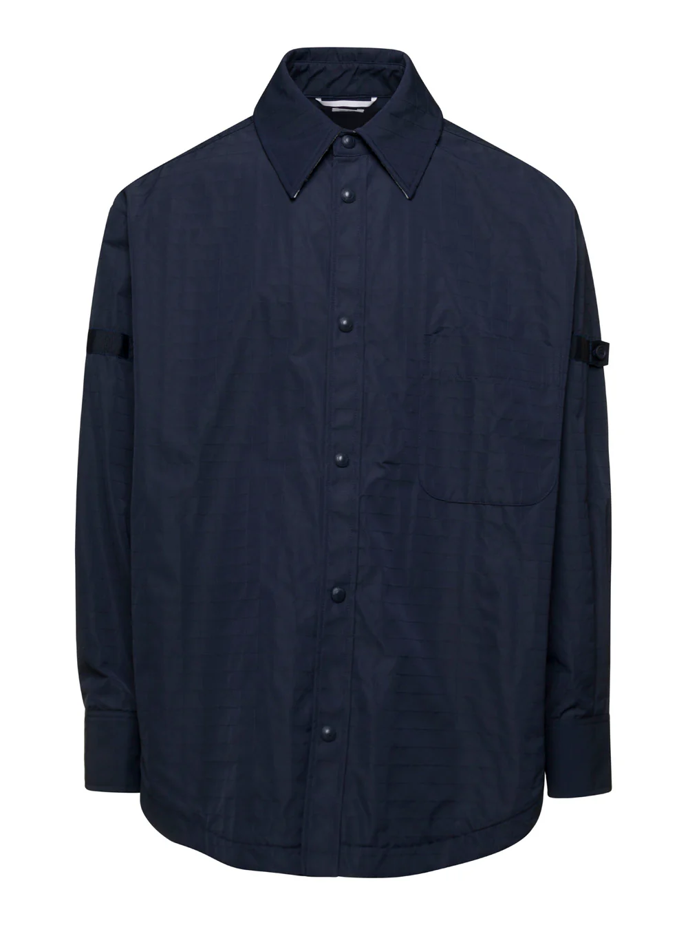 Camisa Oversized Azul Thom Browne com Bolsos de Patch em Mistura de Poliamida Homem Azul Poliuretano e Blusas