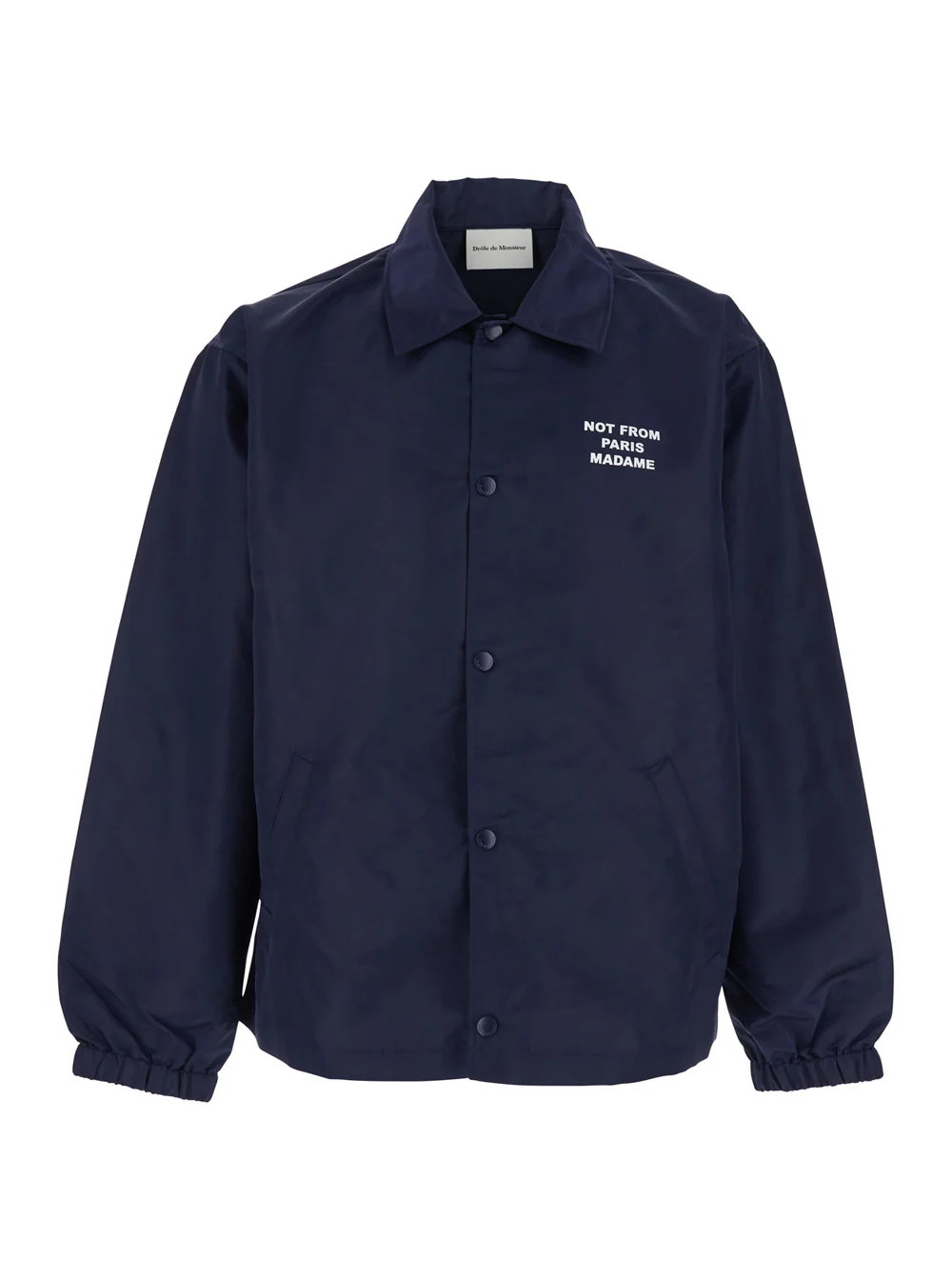 Jaqueta DrôLe De Monsieur A Veste Com Slogan Na Frente E Nas Costas Tecido Técnico Azul Homens Azul Nylon Jaqueta DrôLe De Monsieur A Veste Com Slogan Na Frente E Nas Costas Tecido Técnico Azul Homens Azul Nylon